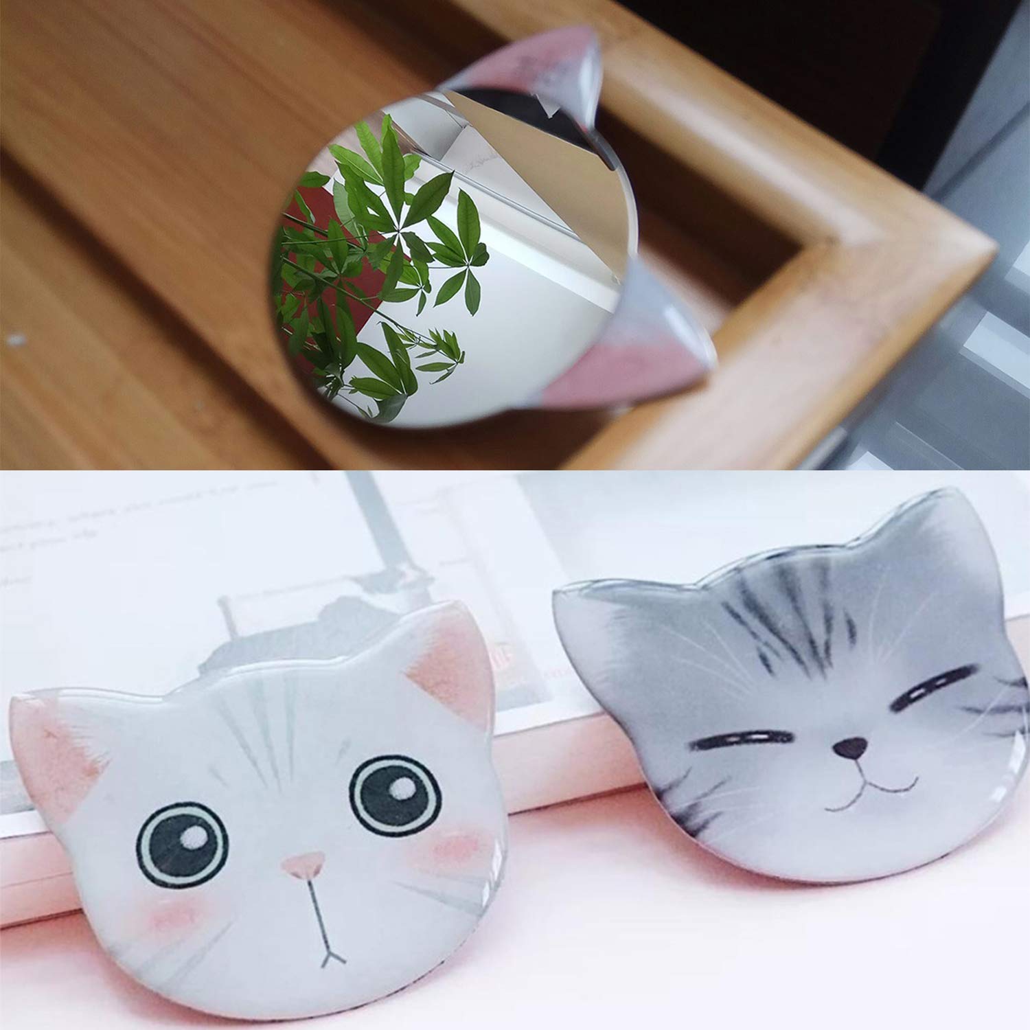 Stylish Unbreakable Stainless Steel Cat-Shaped Makeup Mirror - Portable Compact Vanity Mirror for Travel, Home & Purse | Cute Pet Lover Gift Idea