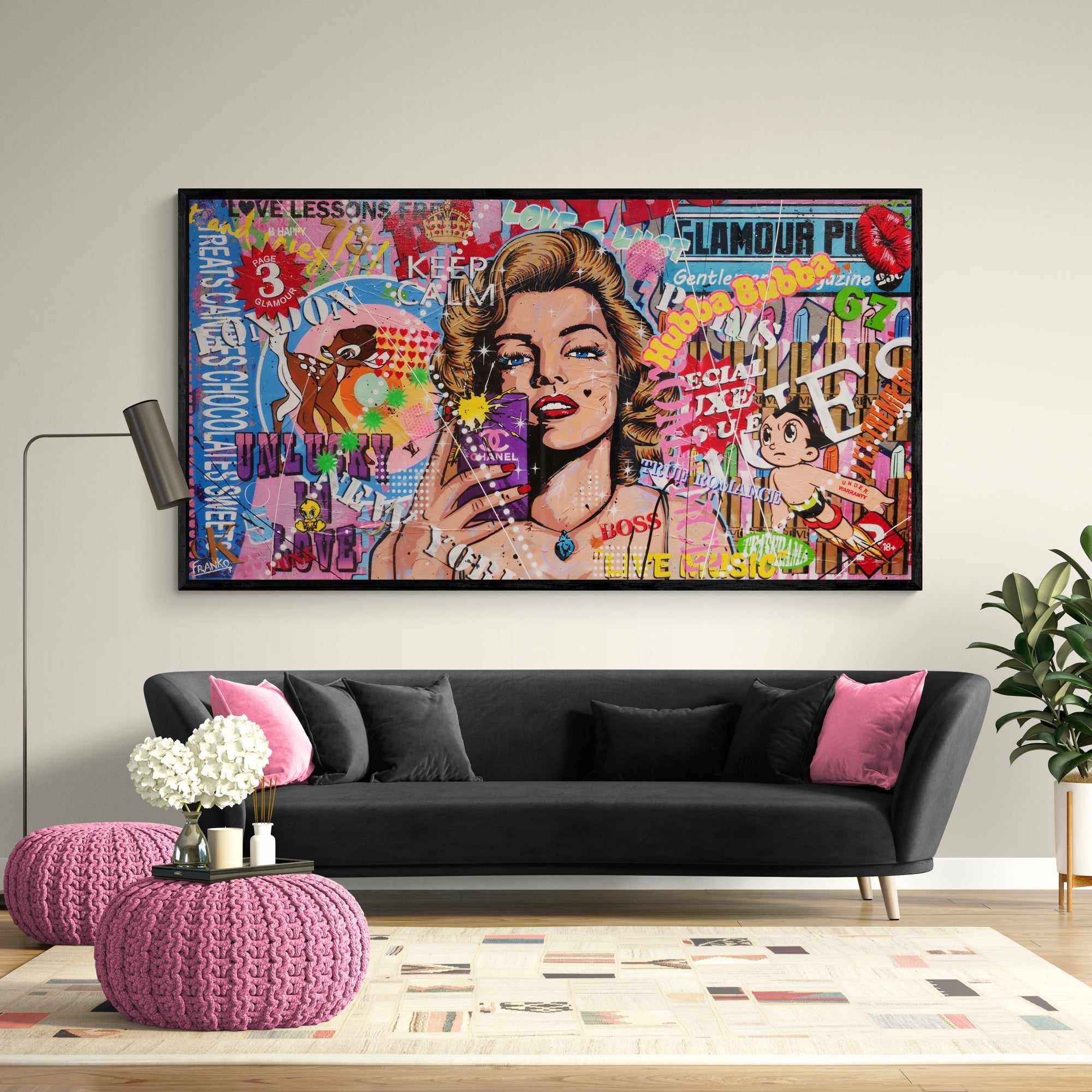 190cm x 100cm Marilyn Monroe Textured Urban Pop Art Canvas Painting - Modern Wall Decor for Living Room, Bedroom & Office