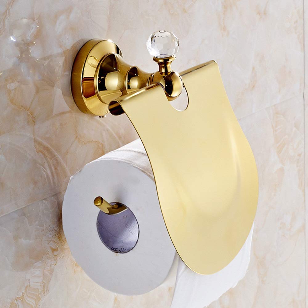European Golden Toilet Paper Holder - Rose Gold & Gold Copper Bathroom Towel Rack Roll Holder with Tray | Durable & Stylish for Modern Bathrooms, Powder Rooms & Guest Toilets