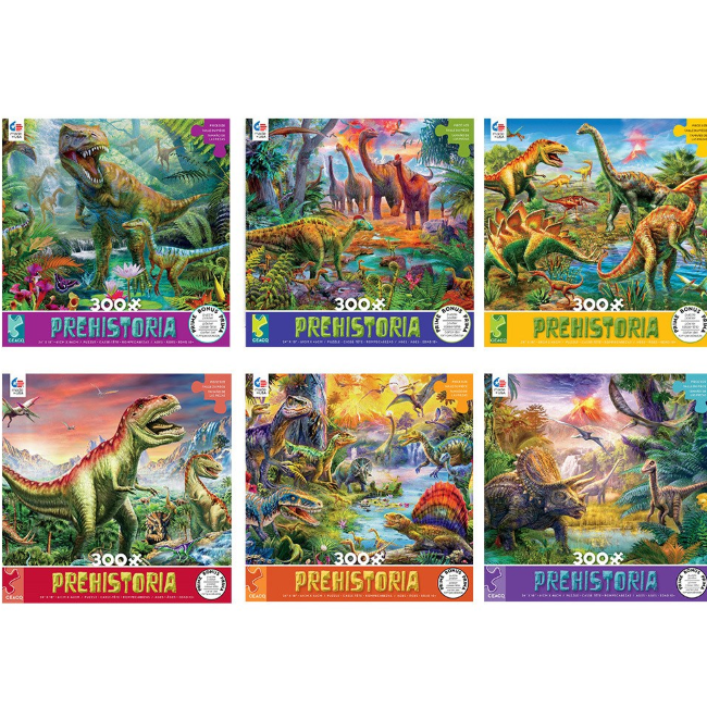 Ceaco Prehistoria Assorted Oversize 300-Piece Jigsaw Puzzle - Perfect for Family Game Night & Educational Fun