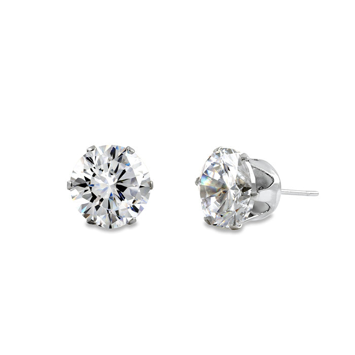 7mm Stainless Steel CZ Stud Earrings for Women - Hypoallergenic Cubic Zirconia Earrings for Everyday Wear & Special Occasions