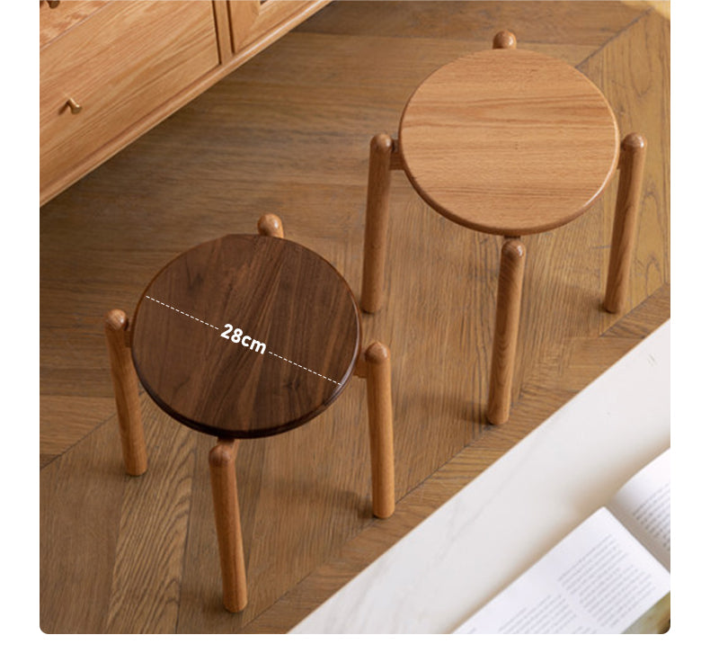 Premium Solid Wood Stackable Stool - Oak, Rubber, Ash, Cherry - Perfect for Home, Office, Kitchen & Outdoor Use
