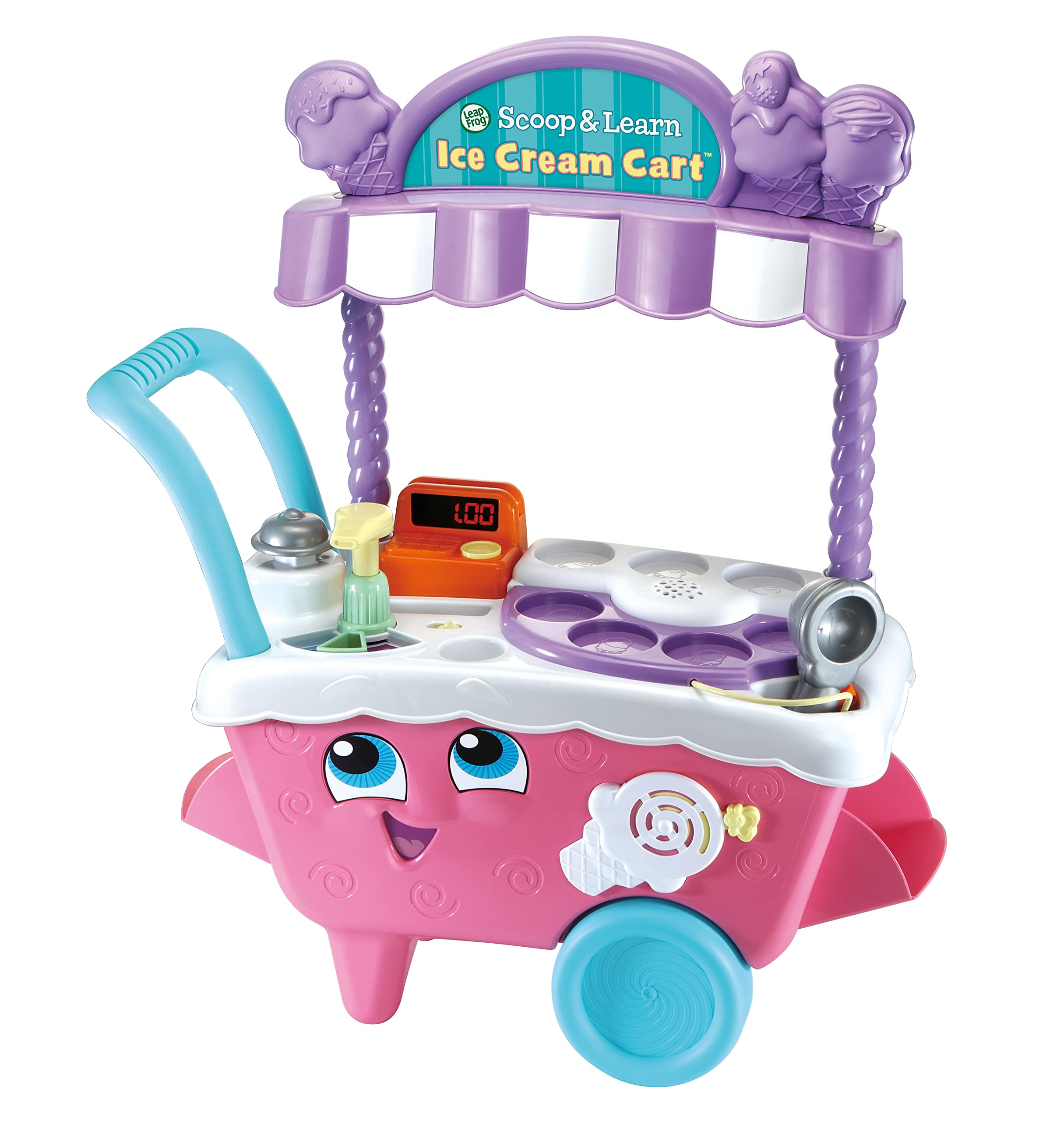 LeapFrog Scoop & Learn Ice Cream Cart - Pink, 8.5 x 20.3 x 24.9 inches (VTech 600753) - Educational Toy for Toddlers Ages 2+ | Pretend Play, Fine Motor Skills & Color Learning | Amazon Exclusive
