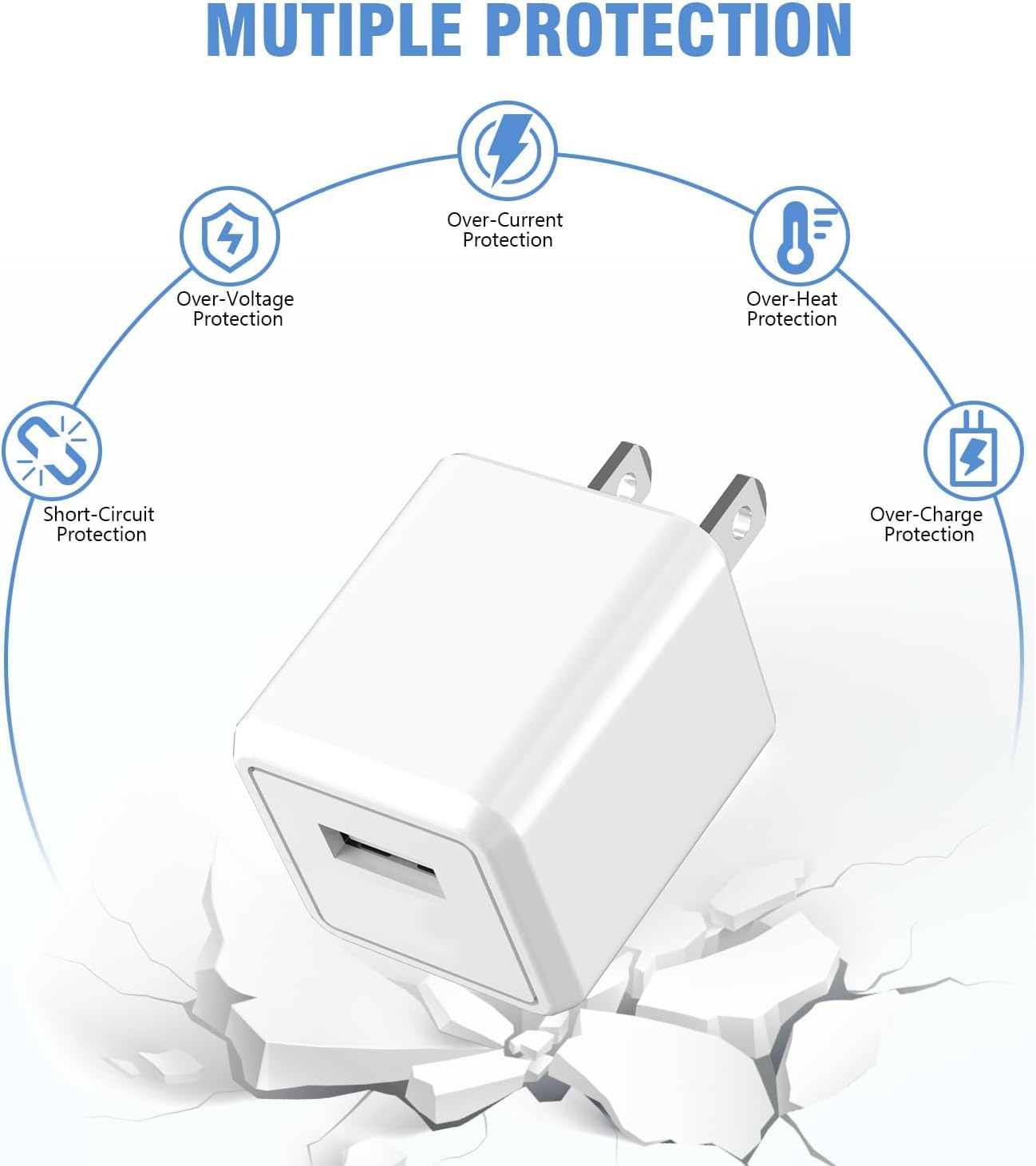 2-Pack 6FT Fast Charging USB Wall Charger with Lightning Cable for iPhone 14/13/12/11 Pro Max/XS/XR/X/8/7/SE2022 & iPad - Travel-Friendly Power Cube for Home, Office & Car Charging