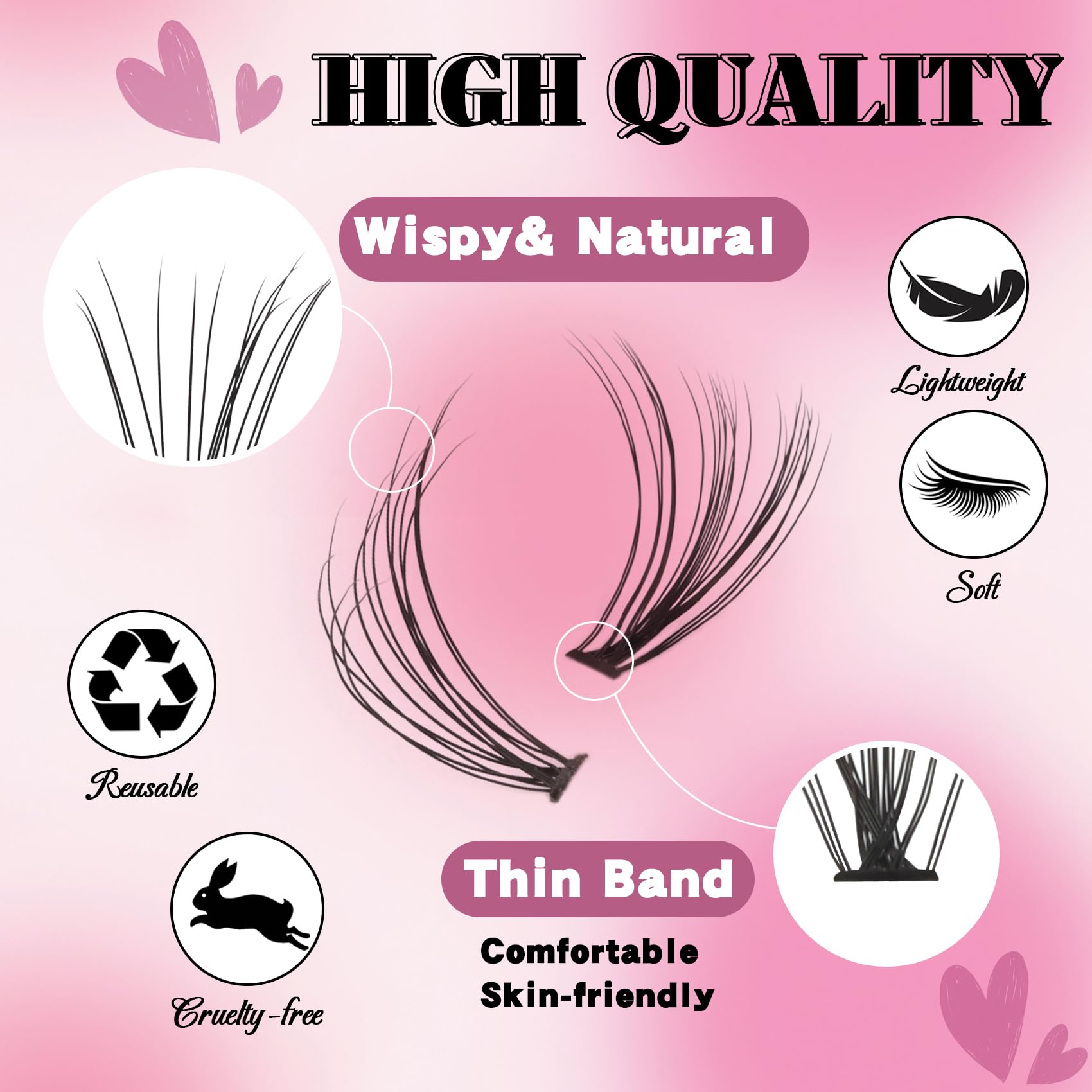 Losha Individual Lashes 10D/20D Lash Clusters - 0.1/0.07mm Eyelash Extensions - 8/9/10/11/12mm Mixed Wispy Cluster - C Curl False Eyelashes for Natural Look - Perfect for Daily Wear, Parties & Special Occasions