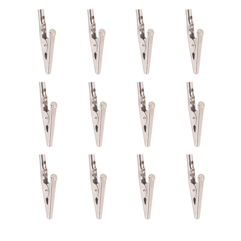 Premium Hemobllo Alligator Clips - 51mm Heavy Duty Metal Crocodile Clamps, Silver Tone Electrical Cable Clips (24PCS) for DIY Crafts, Electronics, and Wiring Projects