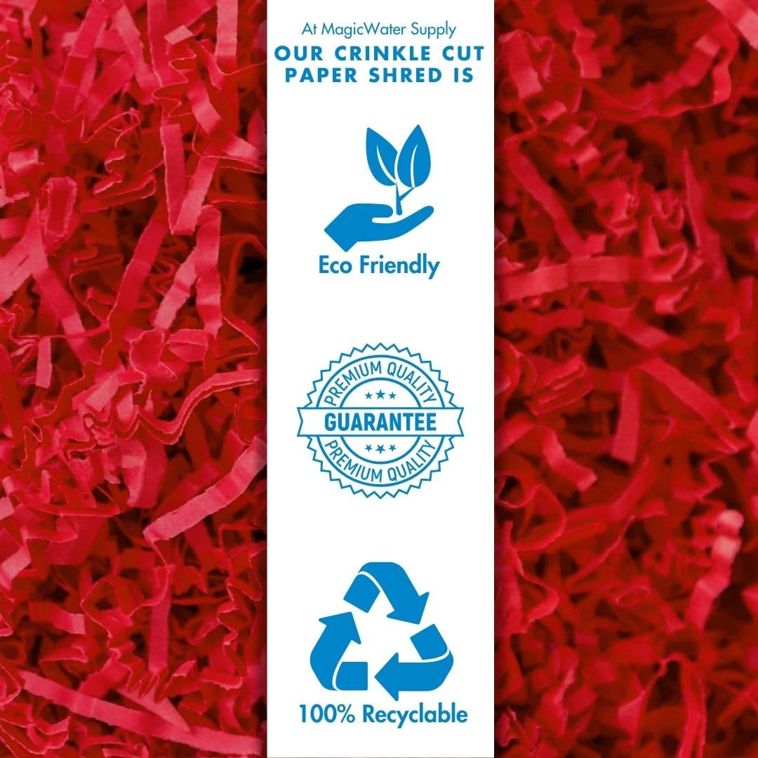 2 LB Red Soft & Thin Crinkle Cut Paper Shred Filler - Perfect for Gift Wrapping, Basket Filling, Birthdays, Weddings, Anniversaries, Valentine's Day - Great for Party Decorations, Easter Baskets, Baby Showers & Craft Projects