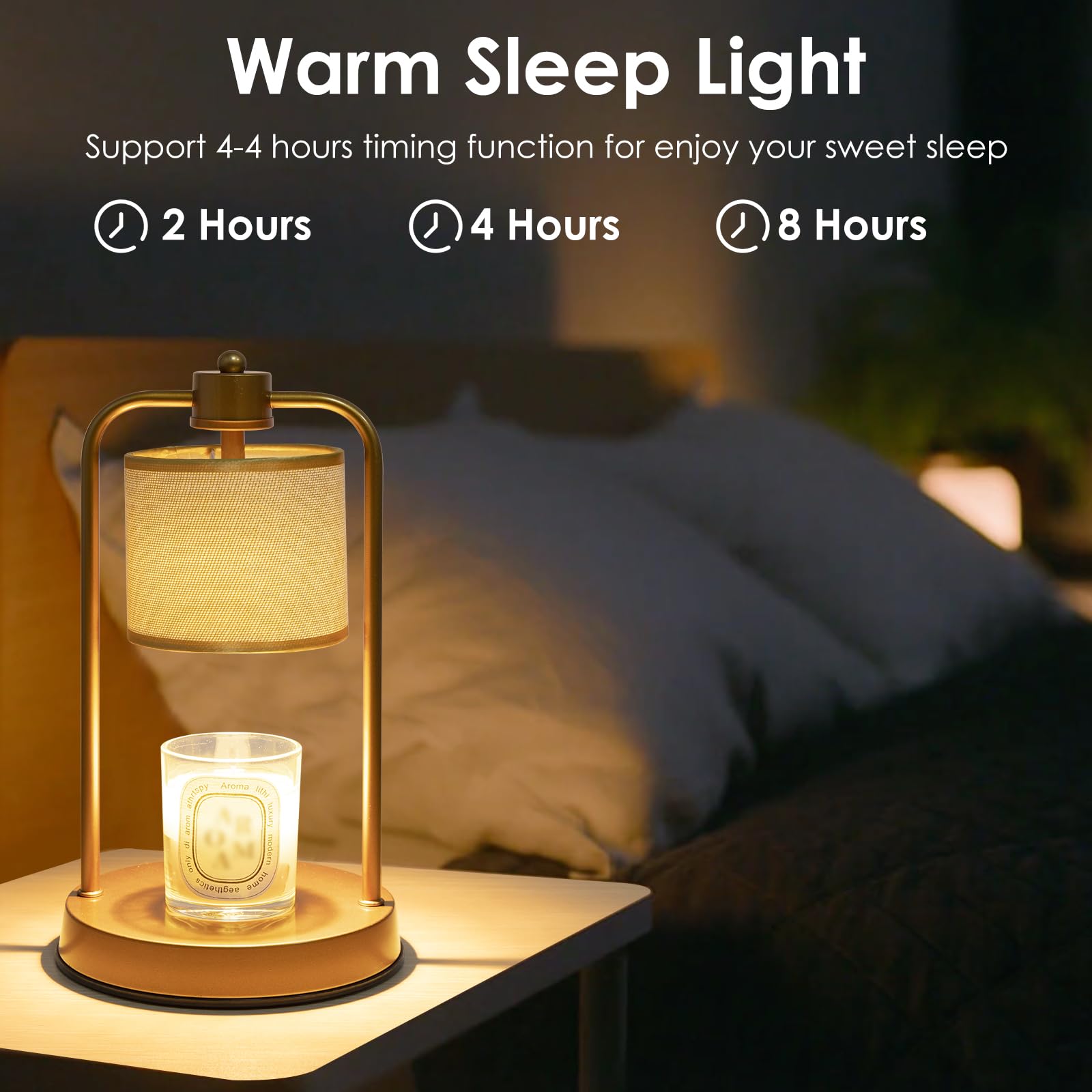 Electric Candle Warmer Lamp with Timer & Dimmable Light - Wax Melts Warmer for Home Decor, Bedroom, Office - Includes Replacement Bulbs & Compatible with Various Candles (Linen Scent) - Perfect for Aromatherapy, Relaxation & Creating Cozy Ambiance