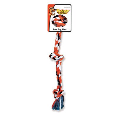 Flossy Chews Colorful 3-Knot Rope Tug Toy for Dogs - Durable Chew Toy for Puppies & Adult Dogs, Interactive Play & Teeth Cleaning (Great for Fetch, Training & Bonding)