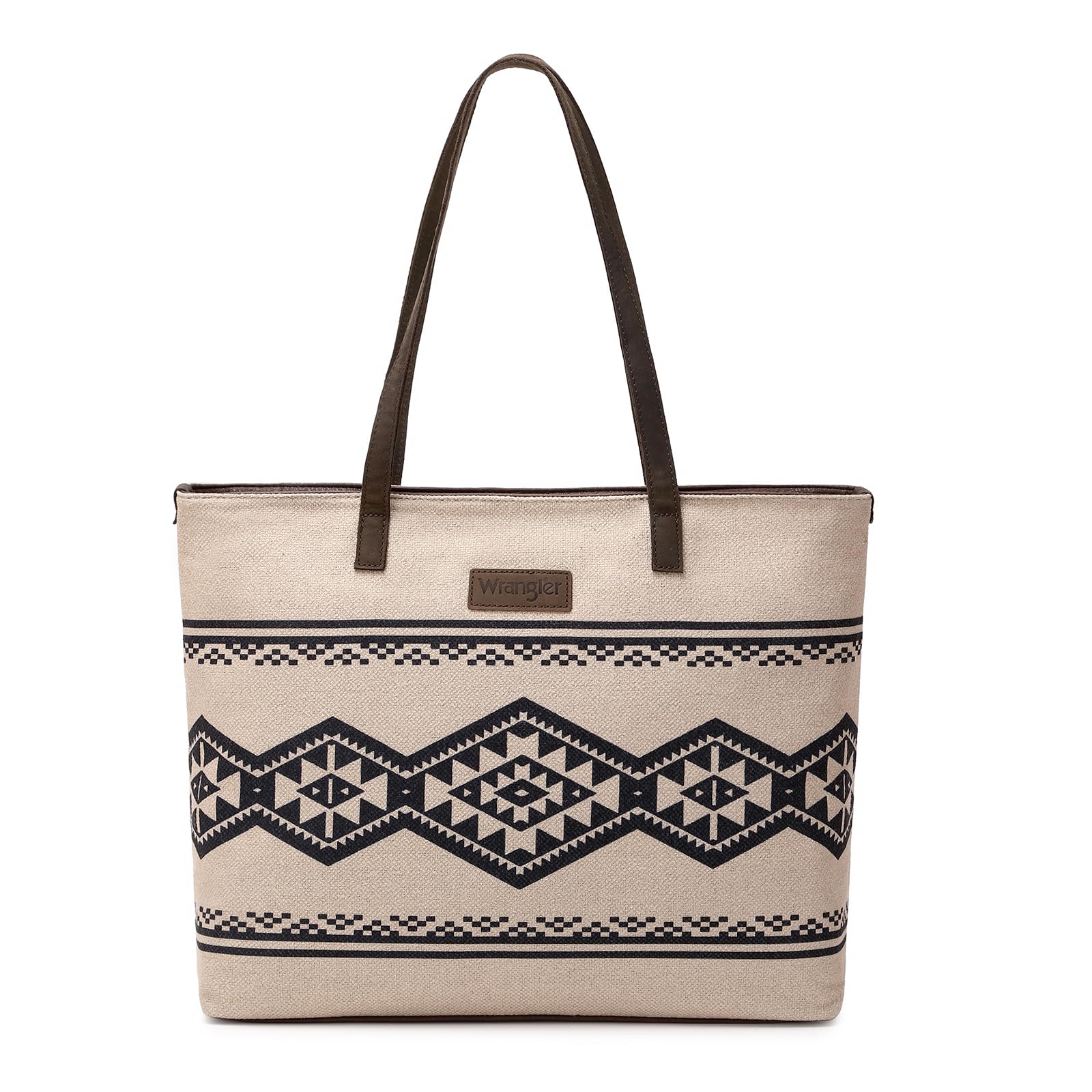 Wrangler Women's Canvas Tote Bag - Aztec Print Shoulder Handbag for Work, Travel & Everyday Use