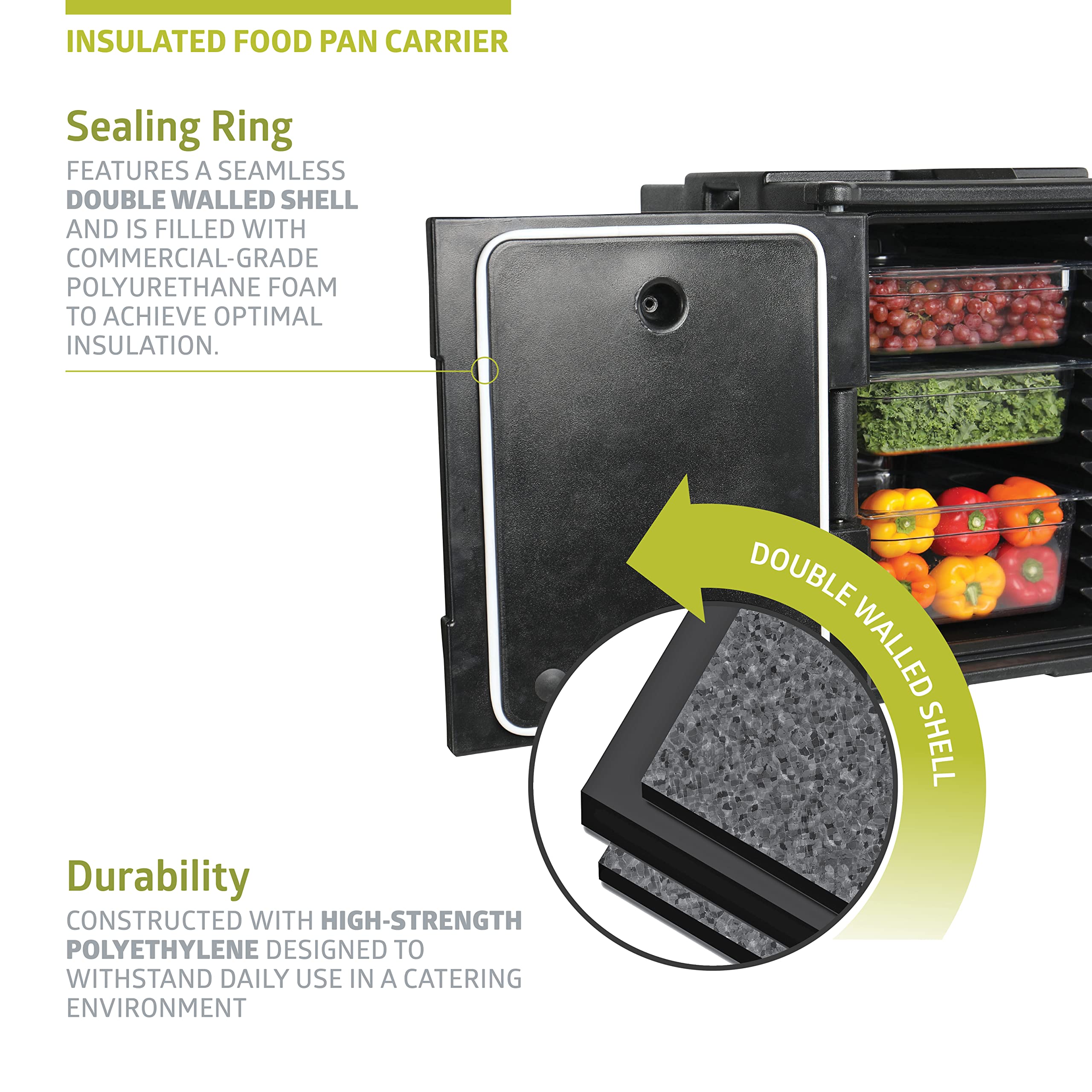 Pearington 92 Quart Insulated Food Pan Carrier with End-Loading Design - Holds 5 Full-Size Pans | Perfect for Catering, Restaurants, and Food Service Businesses | Keeps Meals Hot or Cold During Transport