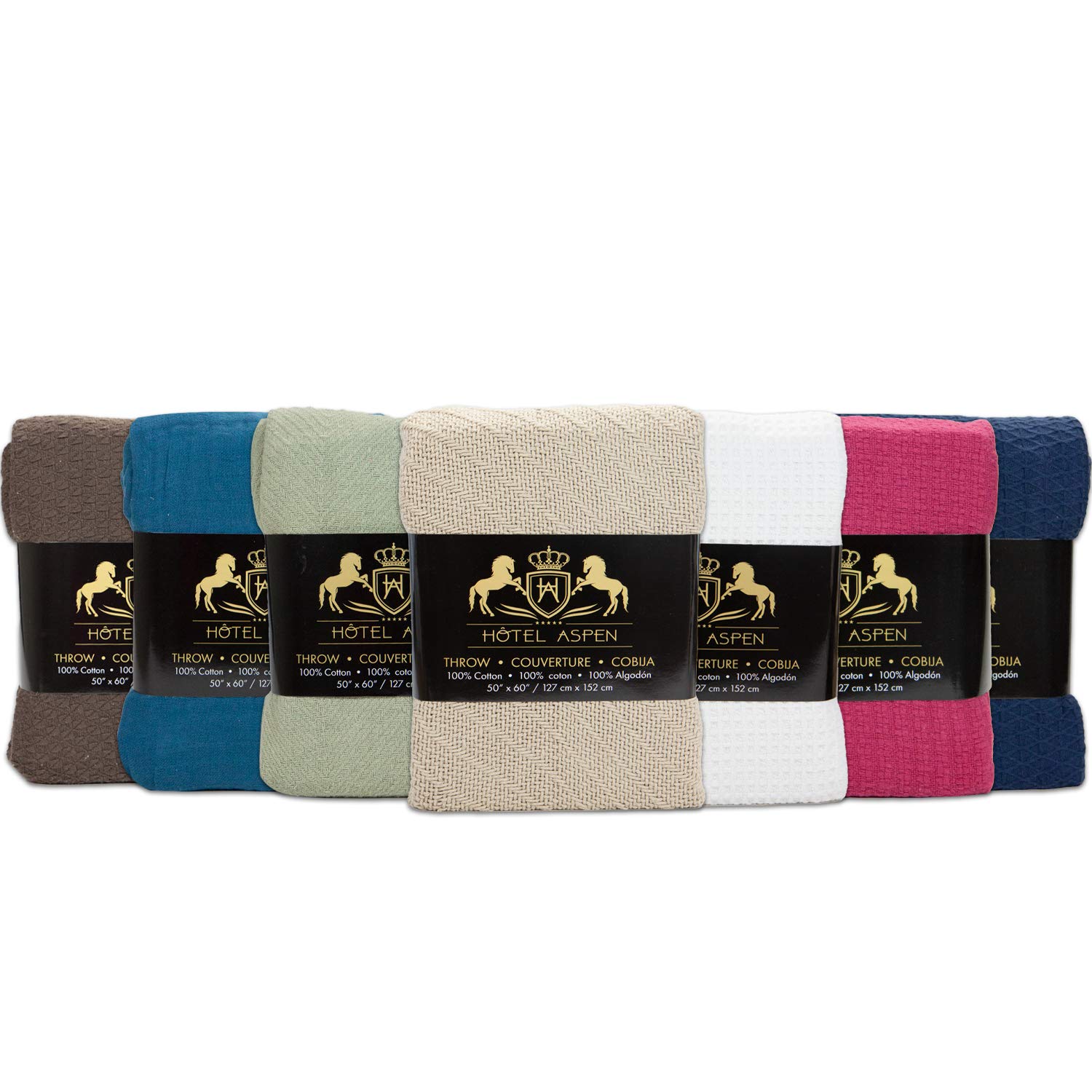 **Arkwright LLC 12-Pack Hotel Bulk Cotton Throws Blankets - 50