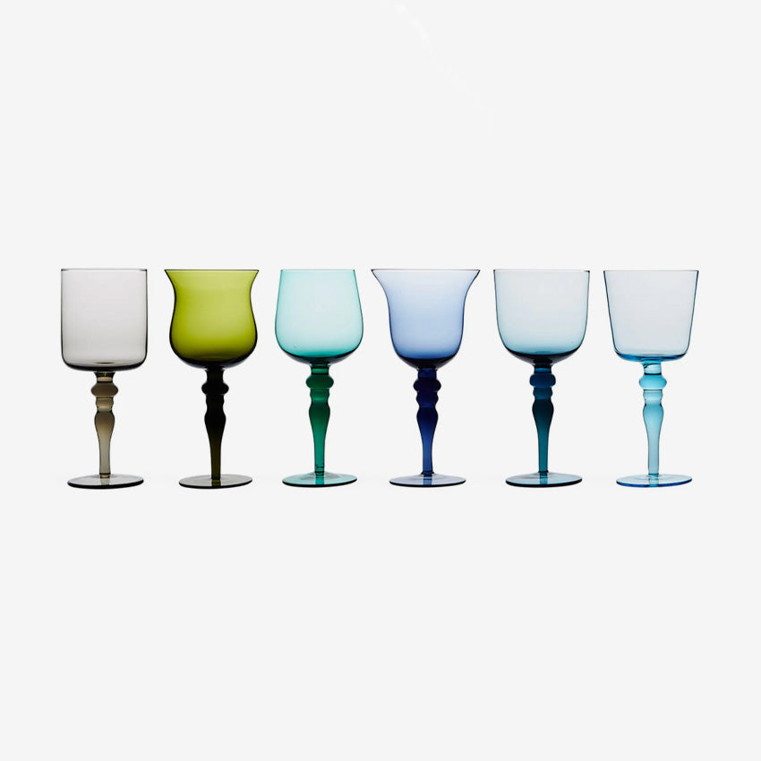 Bitossi Home Nuance Assorted Wine Glasses Set of 6 - Elegant Stemware for Red & White Wine, Perfect for Dinner Parties & Gift Giving