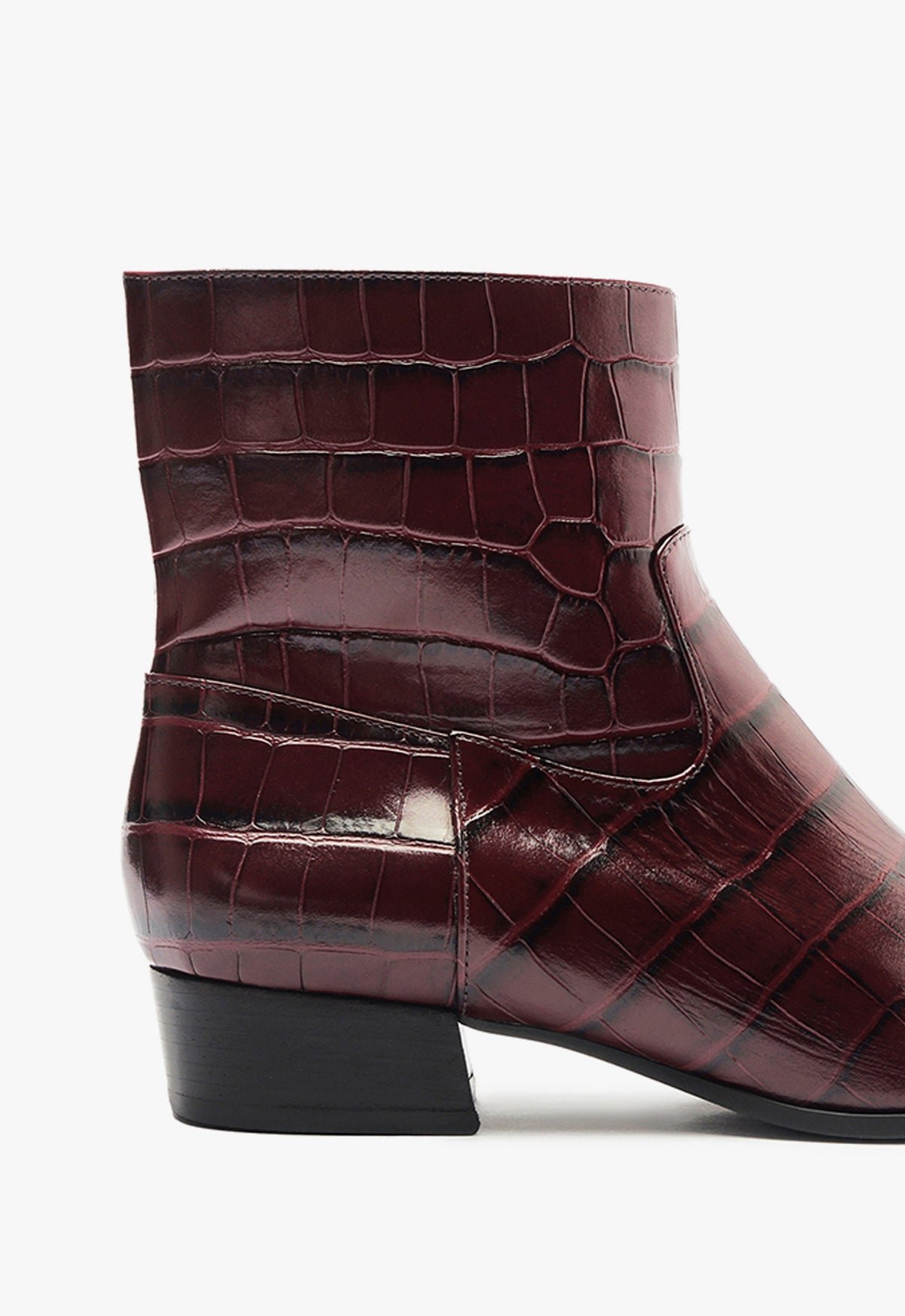 Helena Crocodile Embossed Leather Bootie - Low Heel Women's Ankle Boots (F24, Style S2204400010002) | Perfect for Office Wear, Date Night & Fall Fashion Outfits