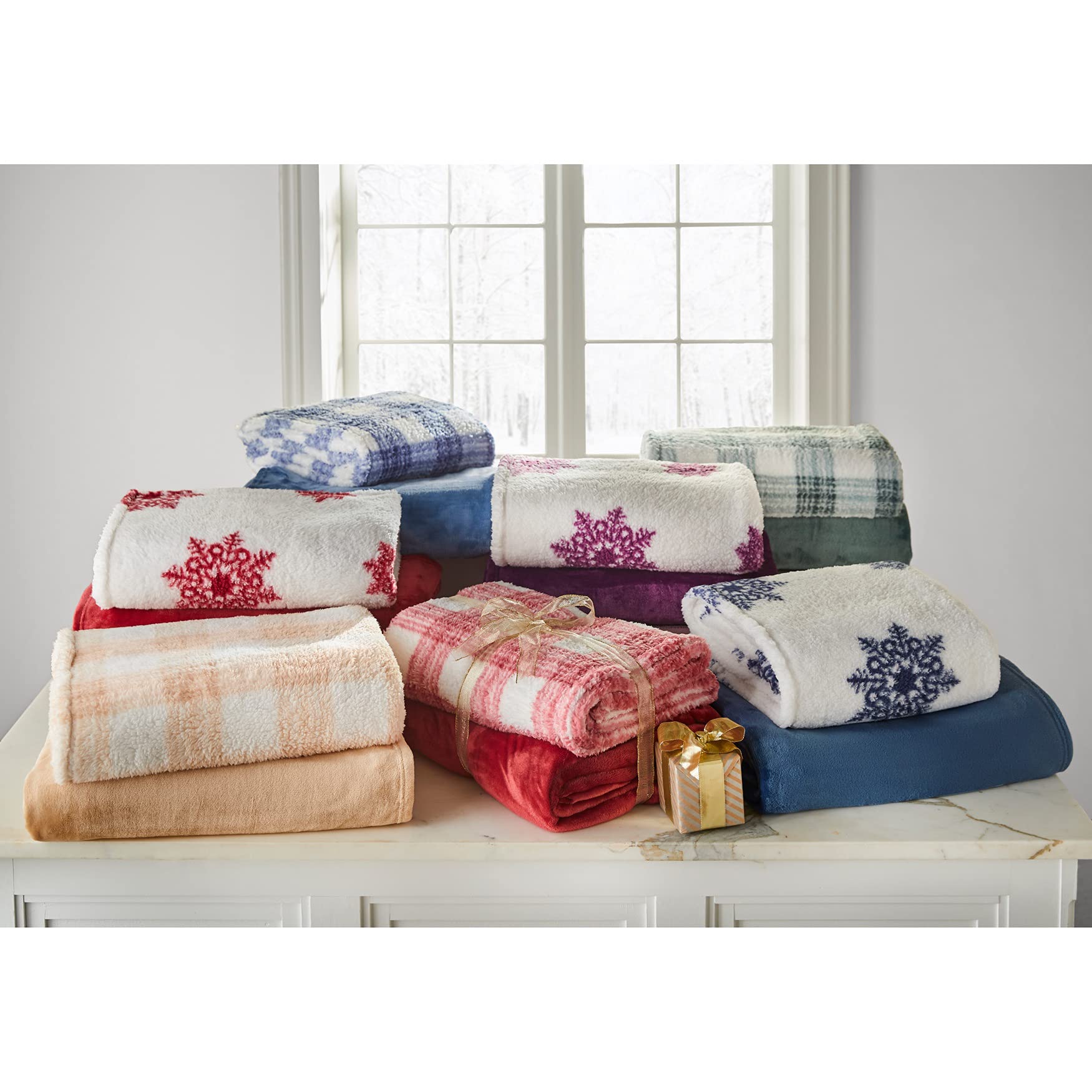 BrylaneHome Soft Fleece Blanket & Free Throw Blanket - King Size, Cozy Blue - Perfect for Bed, Sofa & Winter Nights