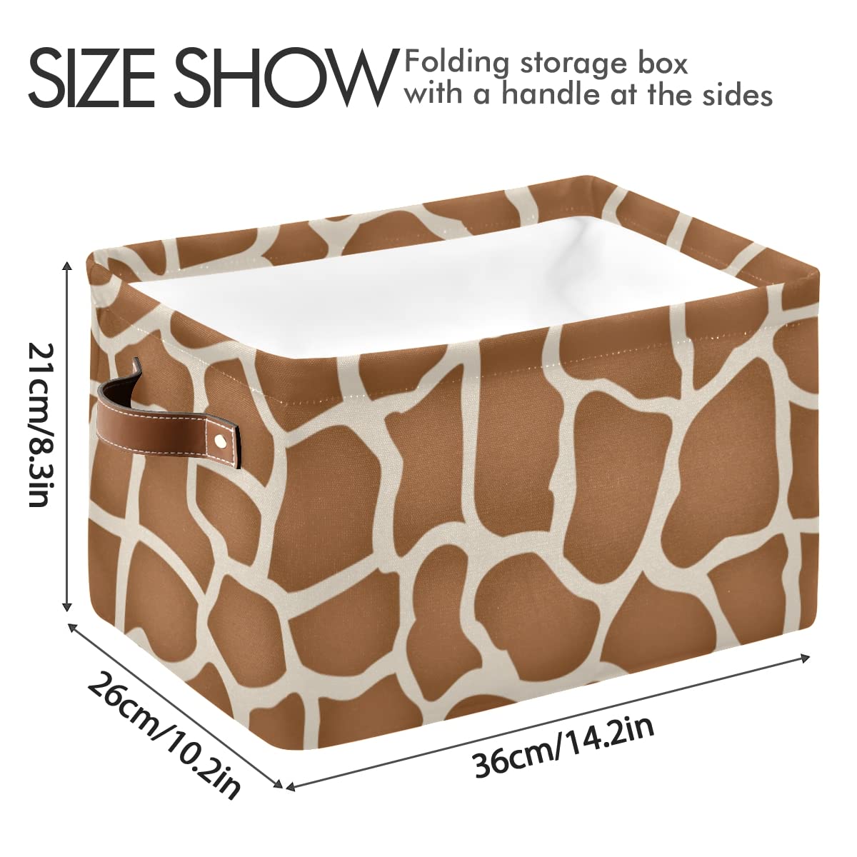 Collapsible Waterproof Canvas Storage Basket with Handles - Giraffe Print Rectangle Bin for Nursery Toys, Books & Home Organization | Perfect for Closet, Shelves, Bedroom & Living Room Storage Solutions