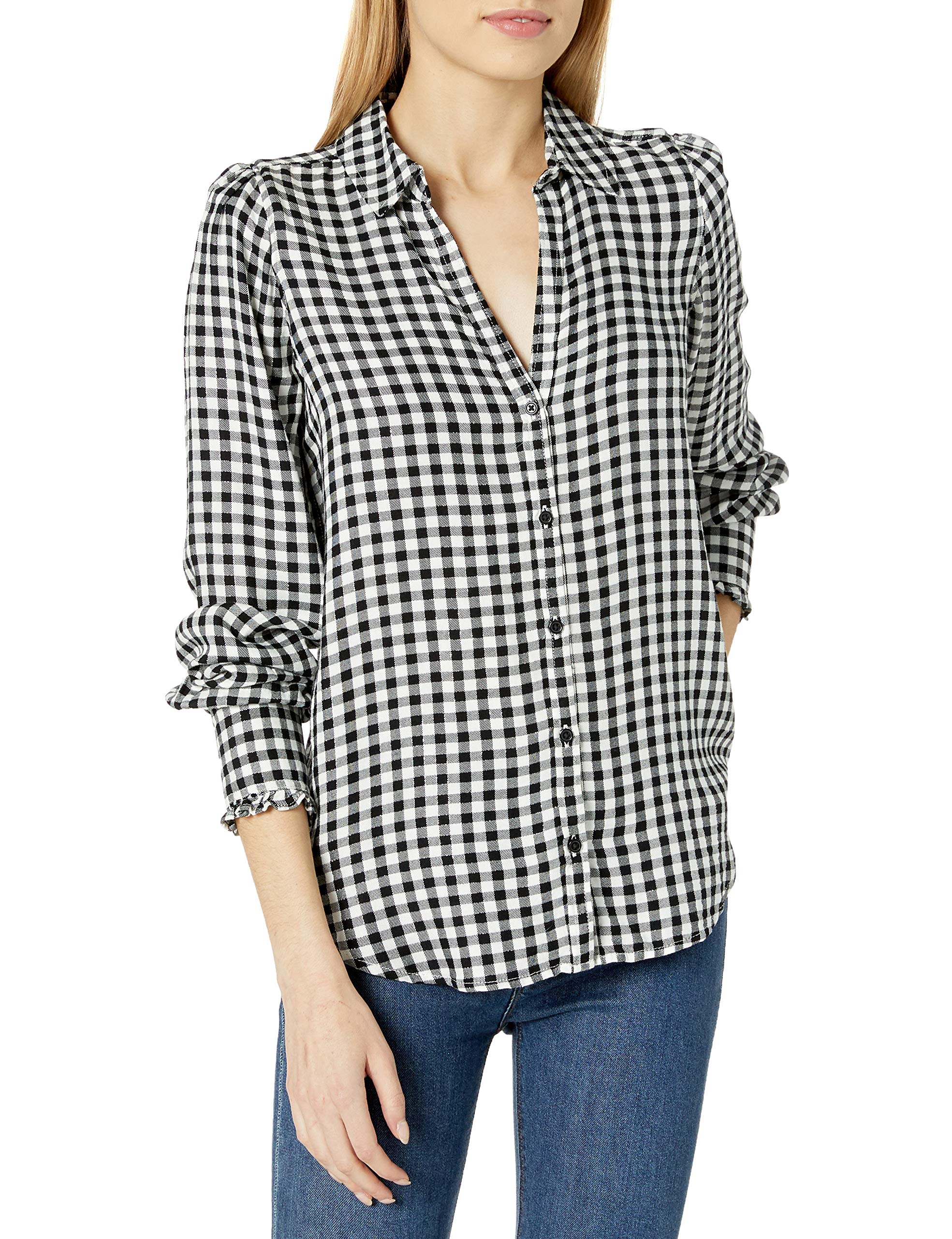 PAIGE Women's Enid Ruffle Cuff Blouse - Elegant Long Sleeve Button Down Shirt for Work, Office & Casual Wear
