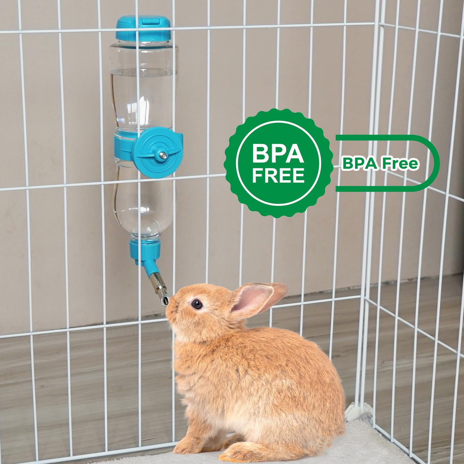 VANNON 17oz Small Animal Water Bottle for Cage - Chewproof Top Fill Pet Water Dispenser for Rabbits, Guinea Pigs, Ferrets, Chinchillas & Rodents - Perfect for Crates, Travel & Home Use (Blue)