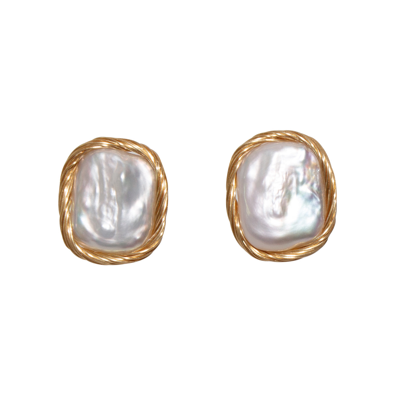 Regal Baroque Square Pearl Stud Earrings for Women – Vintage Style Fashion Jewelry – Perfect for Weddings, Parties & Special Occasions