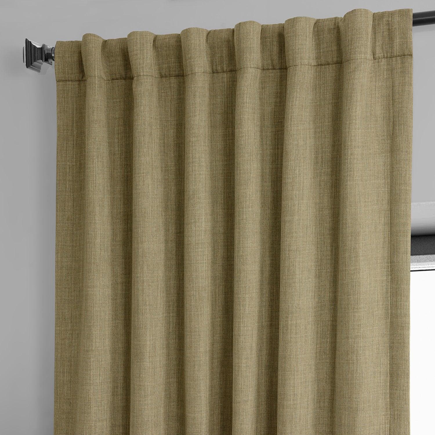 Nomad Tan Textured Faux Linen Blackout Curtains - Light Blocking Window Drapes for Bedroom, Living Room & Home Theater