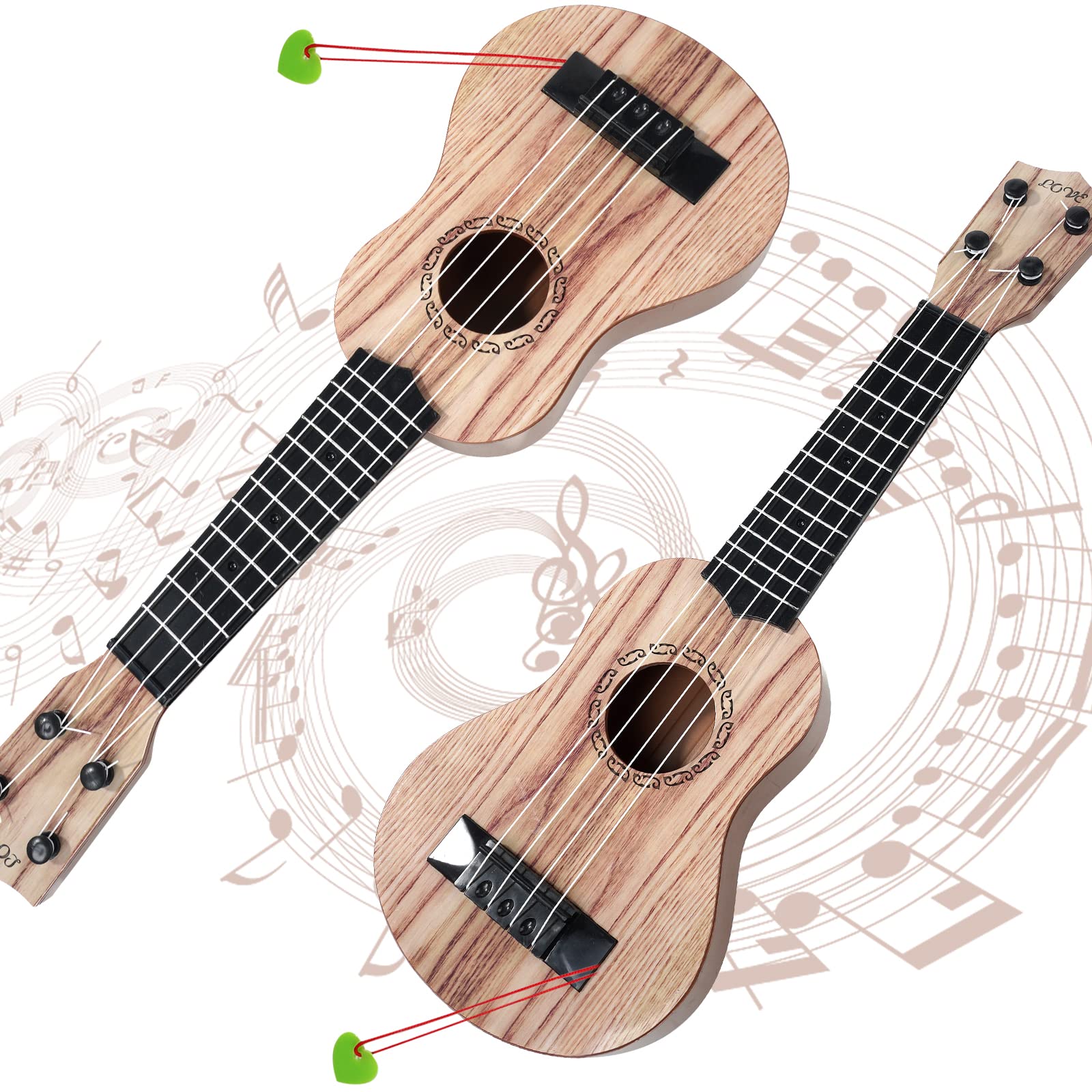 Raimy 17 Inch Kids Ukulele Guitar - 4 String Mini Guitar for Children | Beginner Musical Instrument & Educational Toy with Picks for Toddlers, Boys & Girls (Koa Color) | Perfect for Music Lessons, Birthday Gifts & Early Childhood Development