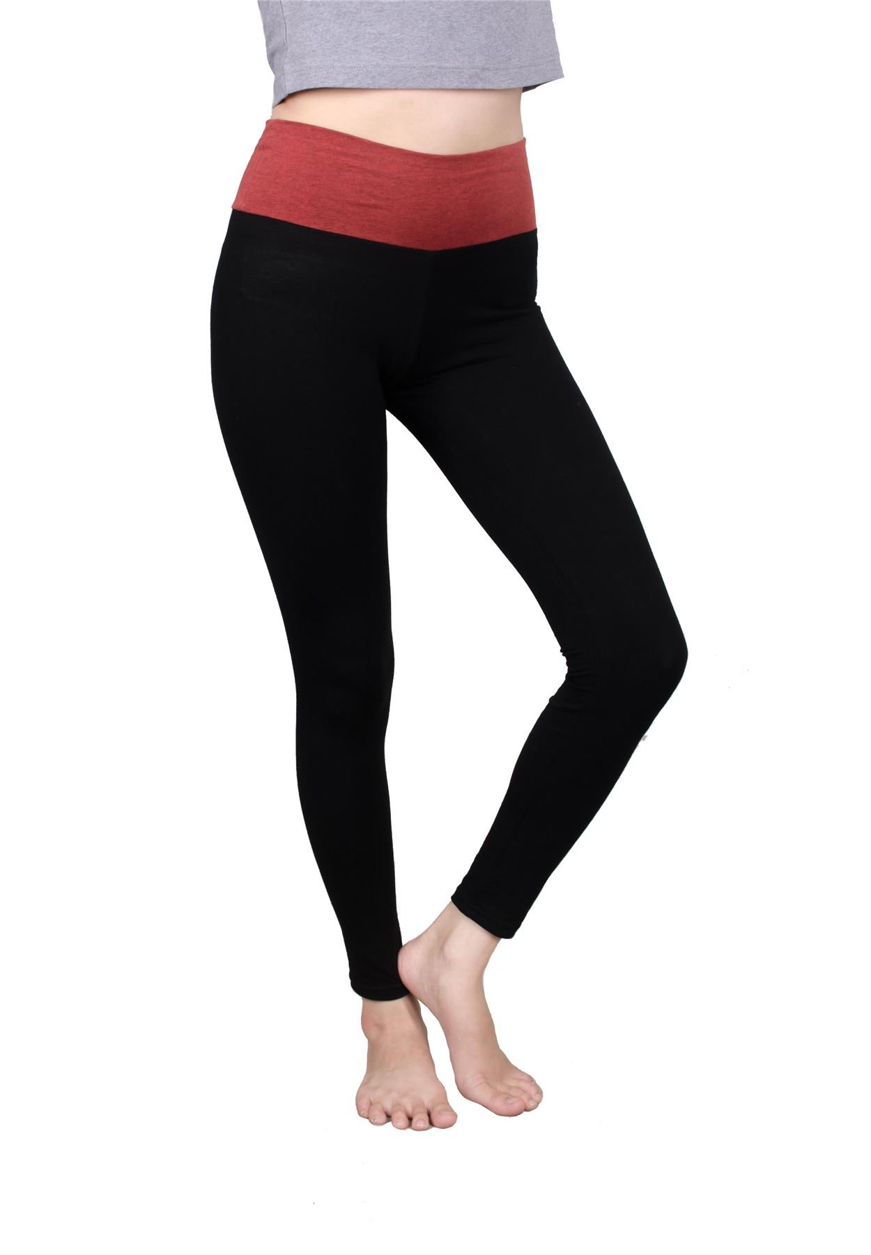 LOFBAZ Women's High Waist Yoga Pants - Fold Over Cotton Workout Leggings for Yoga, Gym & Lounge Wear