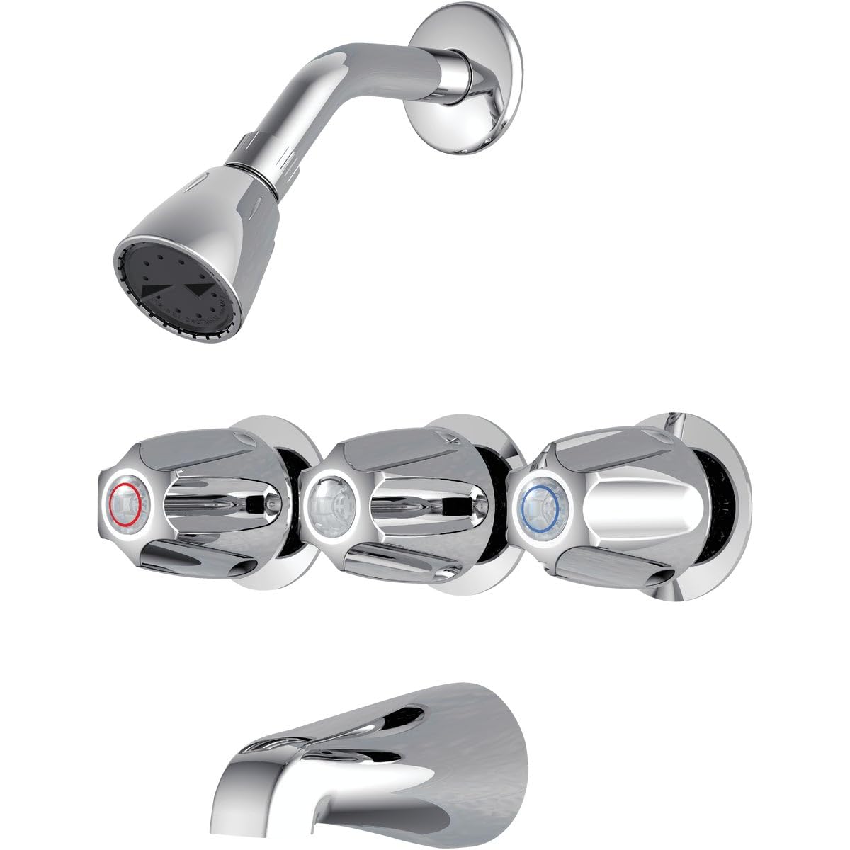 F30K1401CP-JPA3 3-Handle Chrome Bathroom Faucet - Durable Metal Shower and Tub Fixture for Modern Bathroom Renovation | Perfect for Home, Hotel, and Spa Upgrades