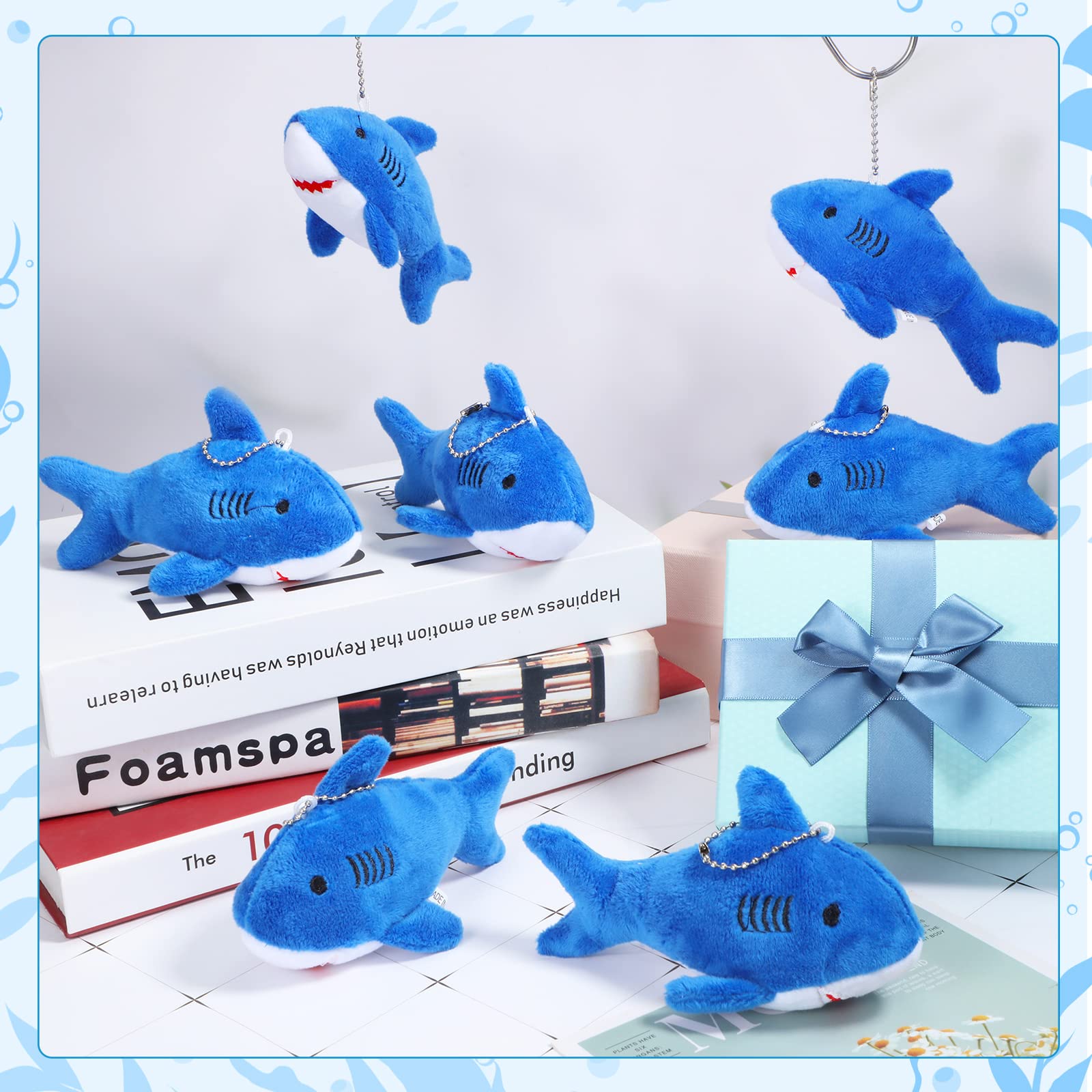 Chalyna Mini Stuffed Animal Soft Shark Plush Toy - 4.7 Inch Dark Blue Ocean Creature for Kids & Babies | Bulk Party Favors, Nursery Decor, Birthday Gifts | No Light Feature