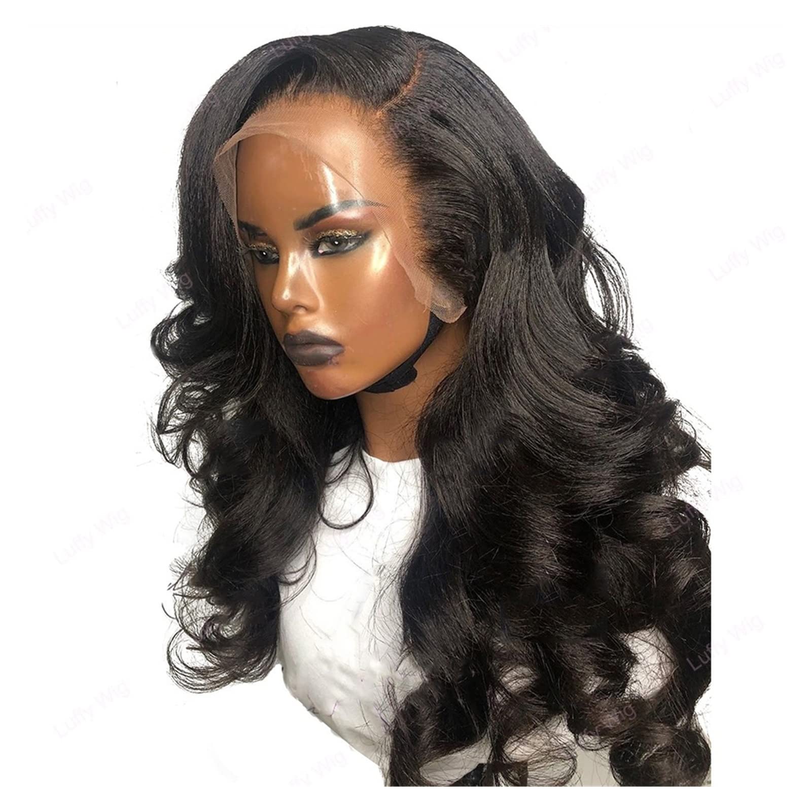 13x6 Lace Front Wig Brazilian Remy Human Hair - Wavy Glueless HD Transparent Lace Pre Plucked Wig (150%/180%/250% Density) for Daily Wear, Parties & Special Occasions