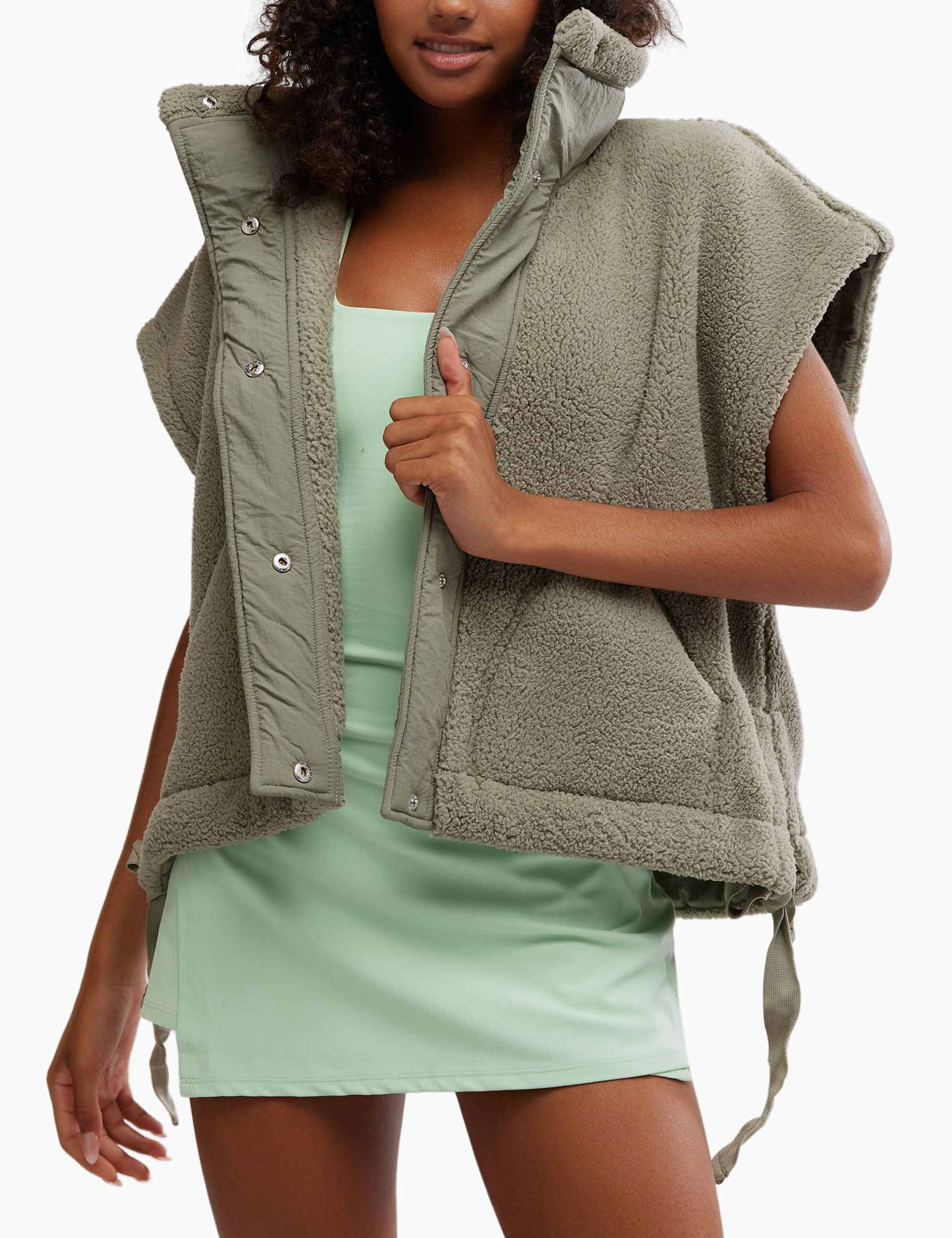 Scout It Out Fleece Vest for Men & Women - Sage Stone Color, Lightweight & Warm Outdoor Fleece Jacket for Hiking, Camping & Casual Wear