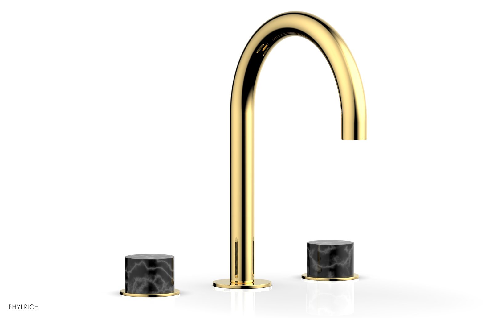 Premium BASIC II Widespread Bathroom Faucet with Black Marble Handles - 8 Inch Centerset, Matte Black Finish for Modern Vanities - Perfect for Guest Bathrooms & Powder Rooms