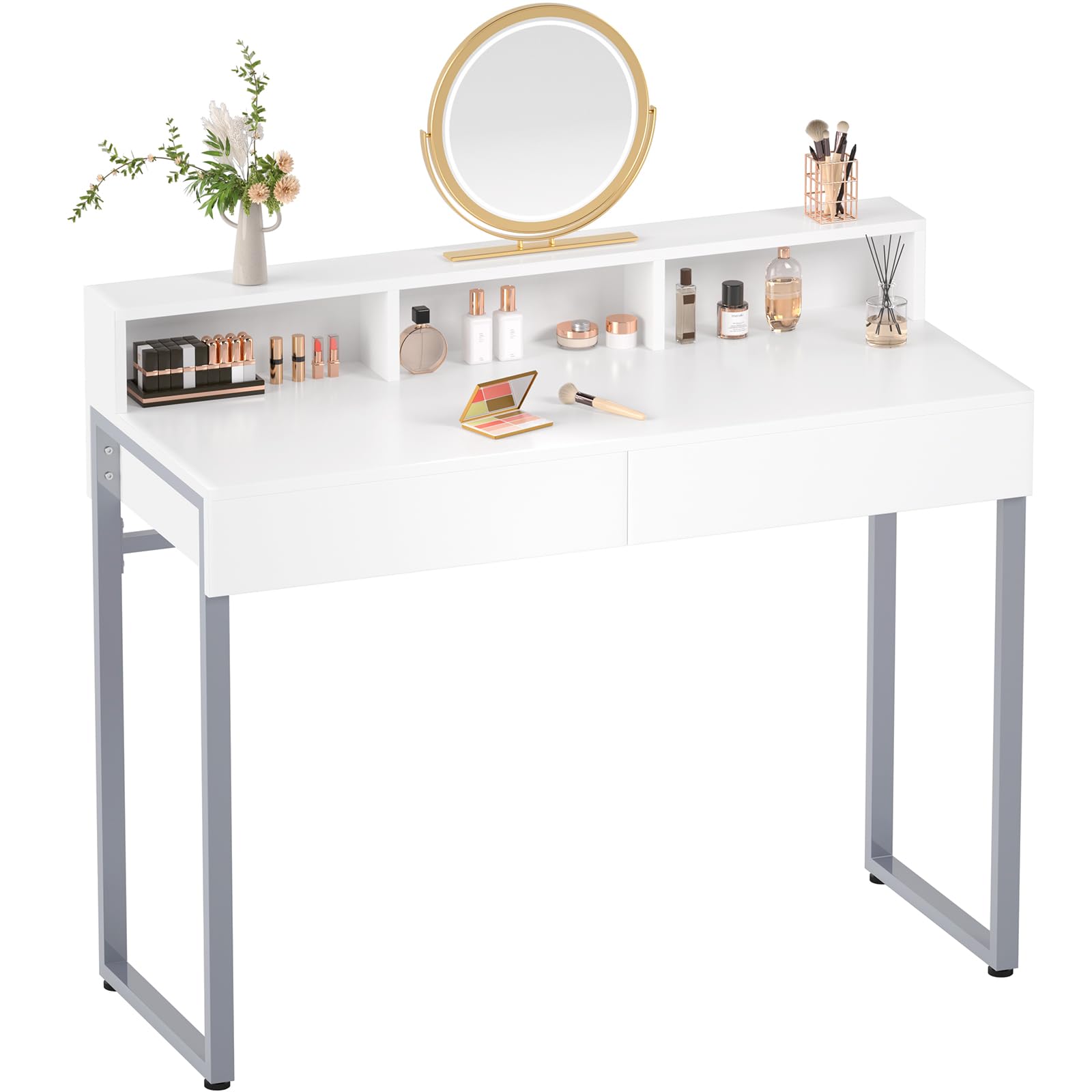 GreenForest White Vanity Desk with Drawers & Storage - 31.5