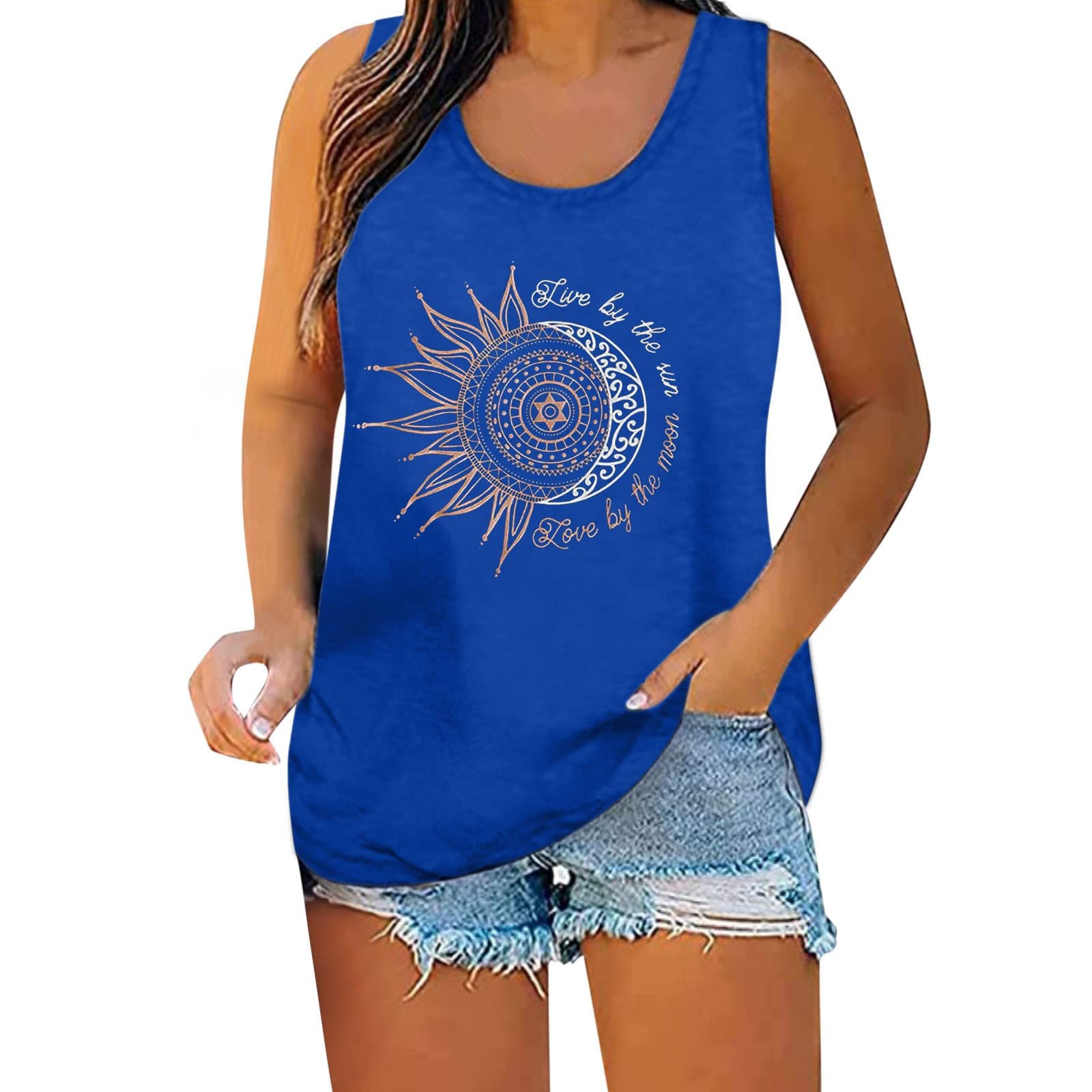 Vintage Print Women's Tank Tops - Summer Sleeveless Muscle Tee Shirts for Casual Wear | Perfect for Beach Outfits, Gym Wear & Everyday Fashion Basics