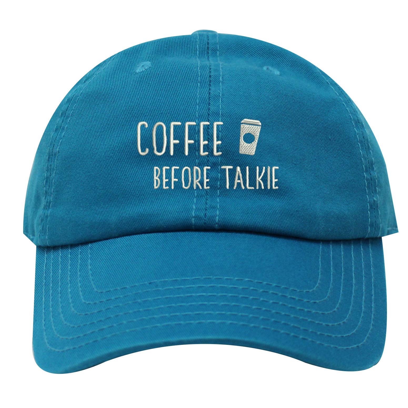 INK STITCH Coffee Before Talkie USA Unstructured Cotton Baseball Caps for Men & Women - 21 Color Options - Soft Breathable Adjustable Hat for Casual Wear, Outdoor Activities, and Sports