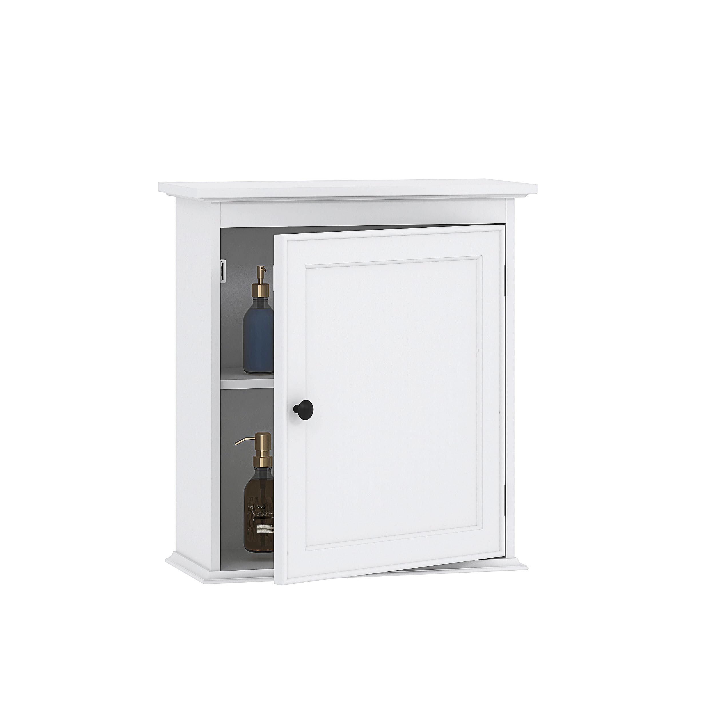 White Wall Mounted Bathroom Storage Cabinet - Small Medicine Cabinet Organizer for Bathroom, Kitchen & Living Room - Perfect for Toiletries, Cosmetics & Home Essentials - Space Saving Bathroom Wall Cabinet with Mirror