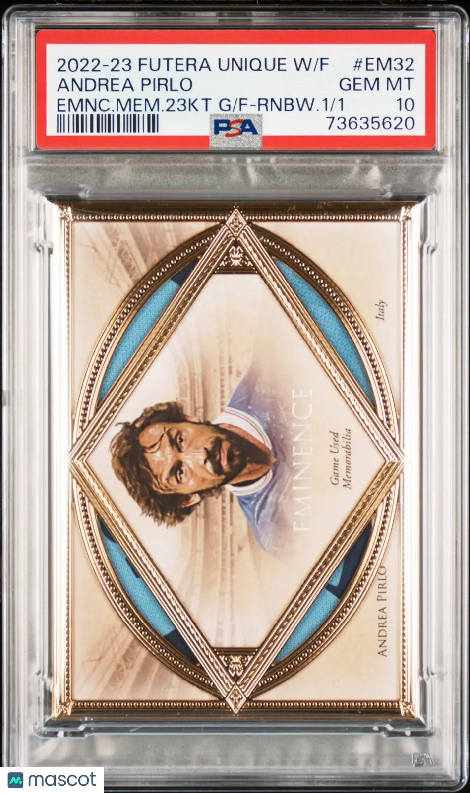 2022 Futera Unique WF Eminence 23kt Gold Framed Andrea Pirlo PSA 10 1/1 Soccer Trading Card - Rare Collectible for Sports Memorabilia Enthusiasts & Perfect Gift for Soccer Fans