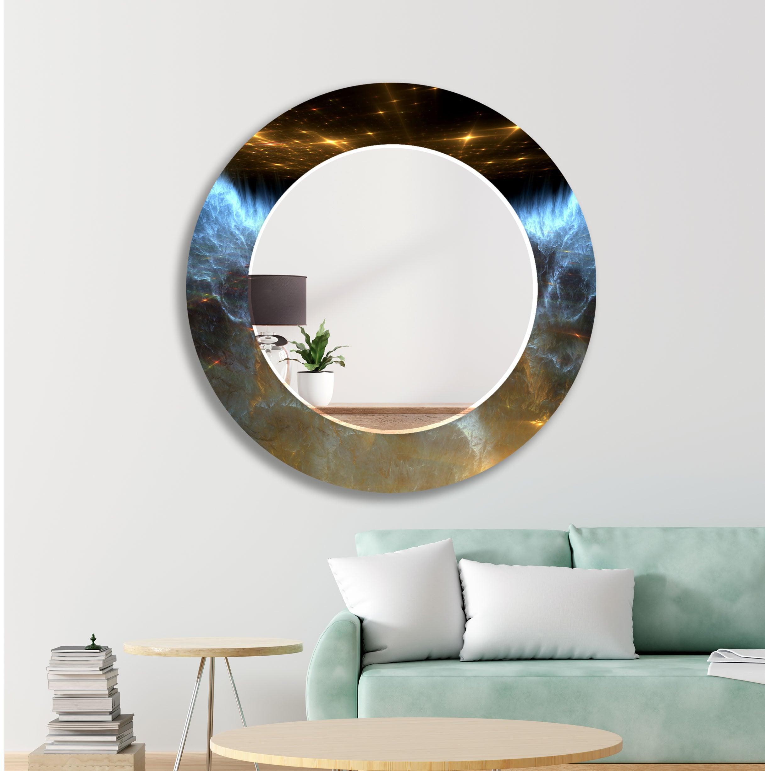 Black Gold Space Wall Mirror - Modern Decorative Mirror for Living Room, Bedroom & Bathroom - Stylish Home Decor & Vanity Mirror