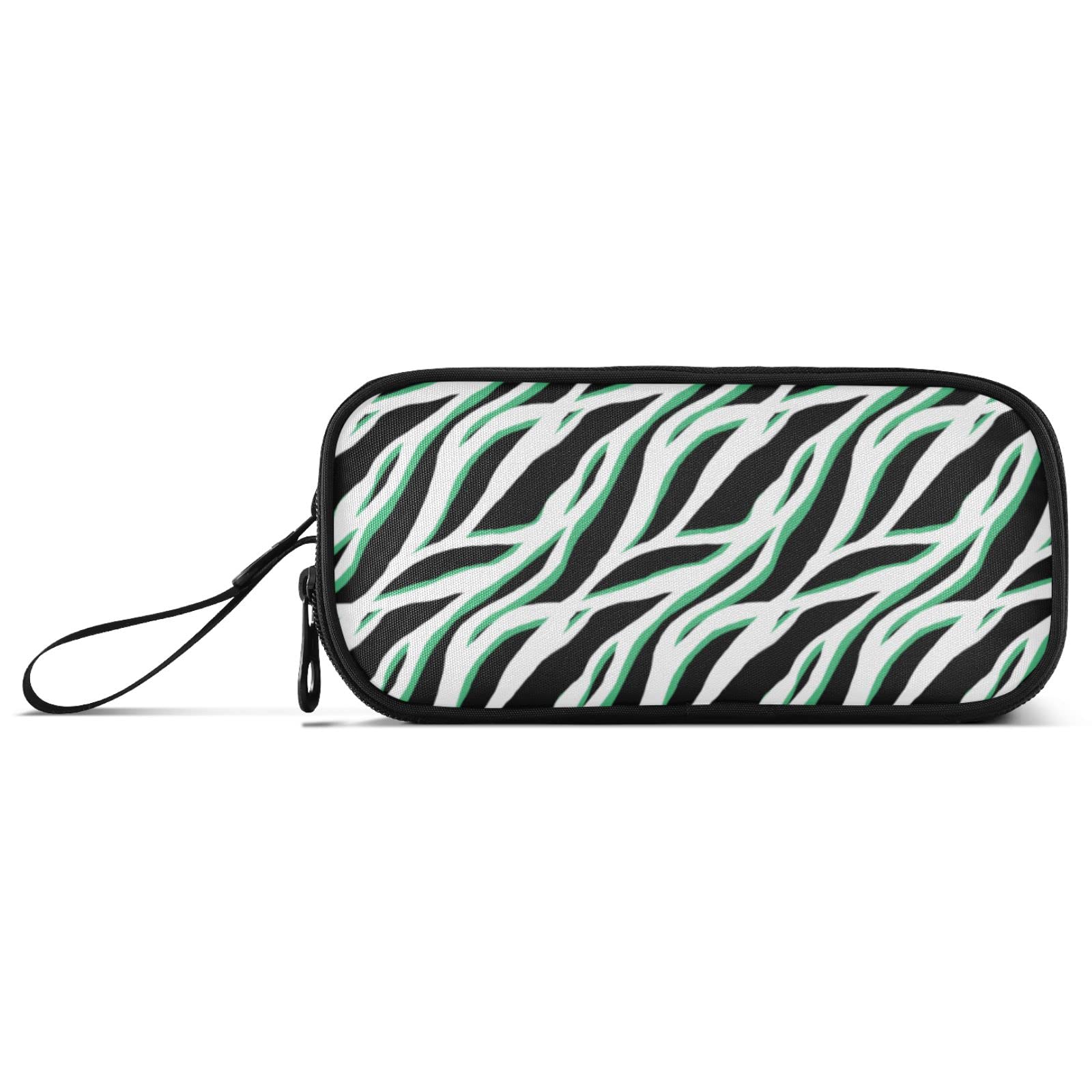 Linqin Zebra Print Large Pencil Case - 3 Compartment Stationery Organizer for School & Office Supplies - Perfect for Students, Artists & Professionals (Pencil Holder, Makeup Bag, Travel Essentials)