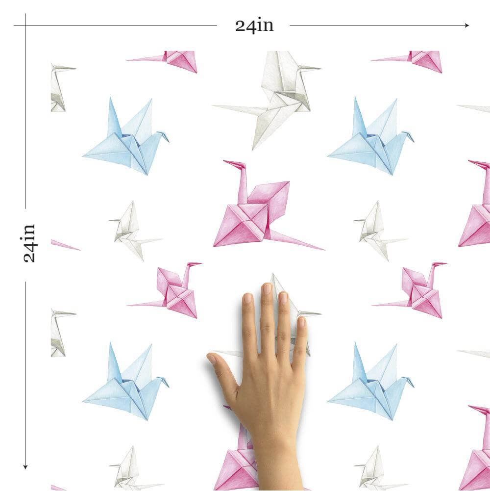 White and Pink Asian Themed Peel and Stick Removable Wallpaper 9390 - Self-Adhesive Decorative Wall Covering for Bedroom, Living Room, Nursery, and Office Decor