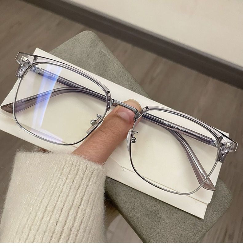 Anti Blue Light Reading Glasses - Half Frame Metal Business Eyewear for Computer Work, Office & Screen Time Protection