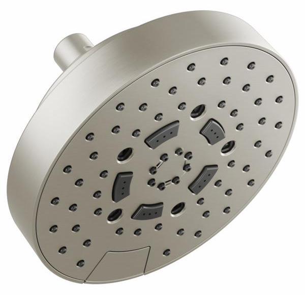 Brizo 87492 NK 1.5 GPM 7-Round H2OKinetic 5-Function Shower Head in Luxe Nickel - High Pressure Rain & Massage Modes for Spa-Like Bathroom Experience