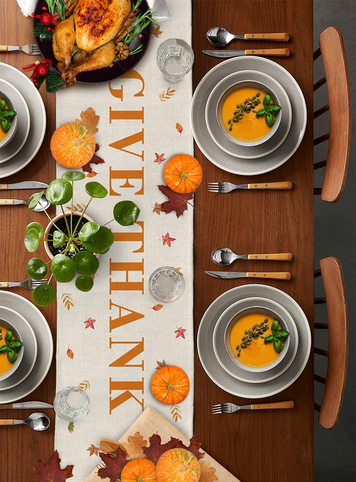 Pumpkin Sunflower Autumn Table Runners 36 Inches Long Washable Black White Buffalo Plaid Thanksgiving Table Runner for Round Table Kitchen Coffee Dining End Table Living Room Use, Perfect for Fall Decor and Holiday Gatherings