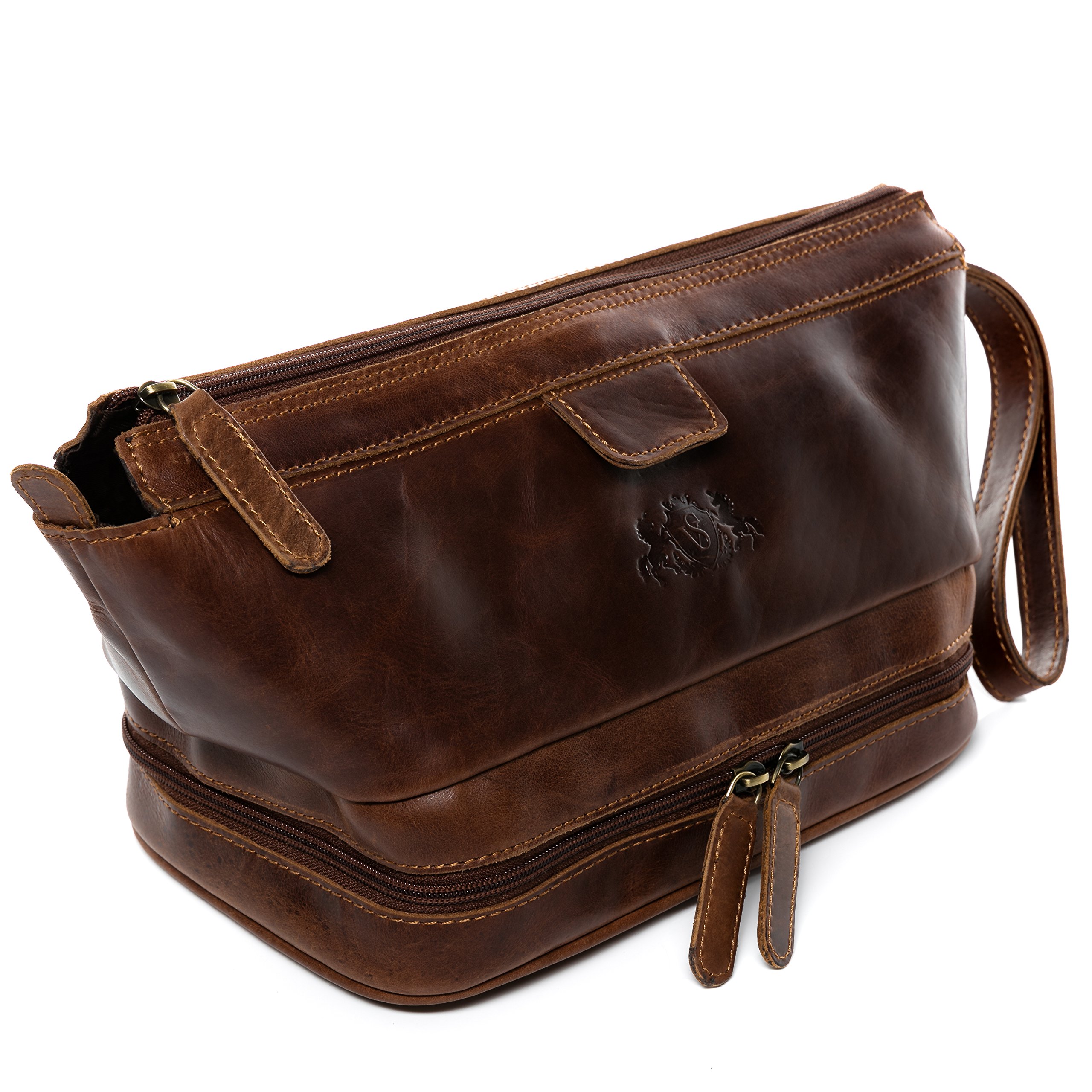 Premium Leather Toiletry Bag for Men - Travel, Gym & Shaving Essentials