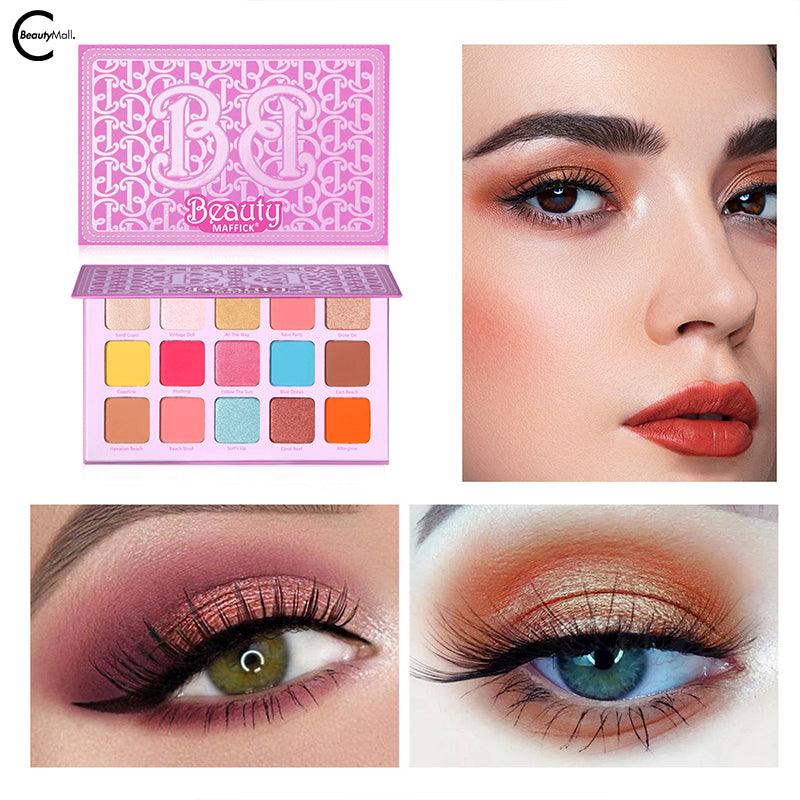 MAFFICK 15-Color Eyeshadow Palette with Matte & Shimmer Shades - Long Lasting Pigmented Makeup for Day & Night Looks - Perfect for Parties, Weddings & Everyday Wear