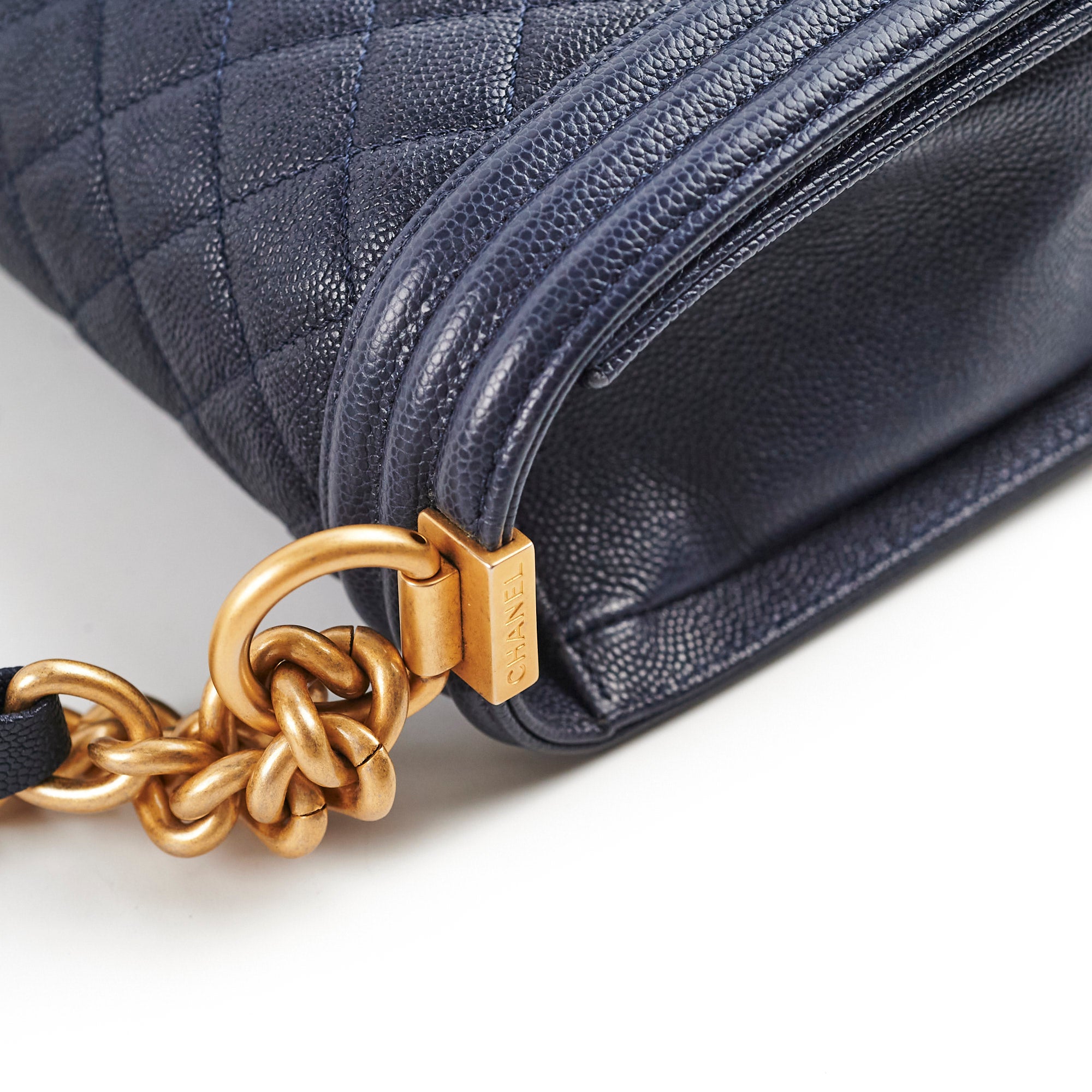Chanel Caviar Leather Old Medium Boy Bag in Navy Blue - 25 Series | Luxury Handbag for Women, Perfect for Evening Events & Daily Use