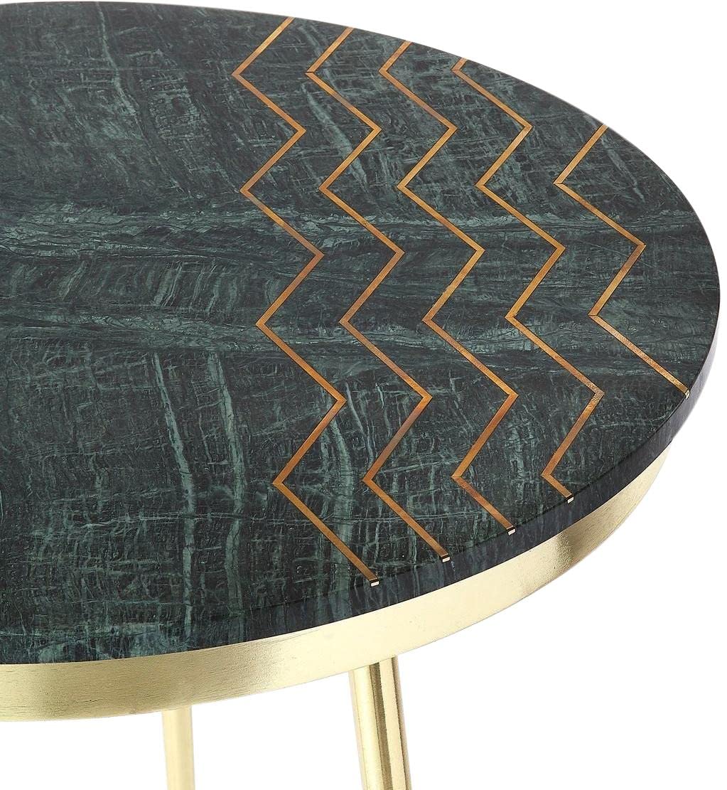 Green Butler Specialty Hollings Marble and Brass Accent Table - Elegant Living Room Side Table for Home Decor
