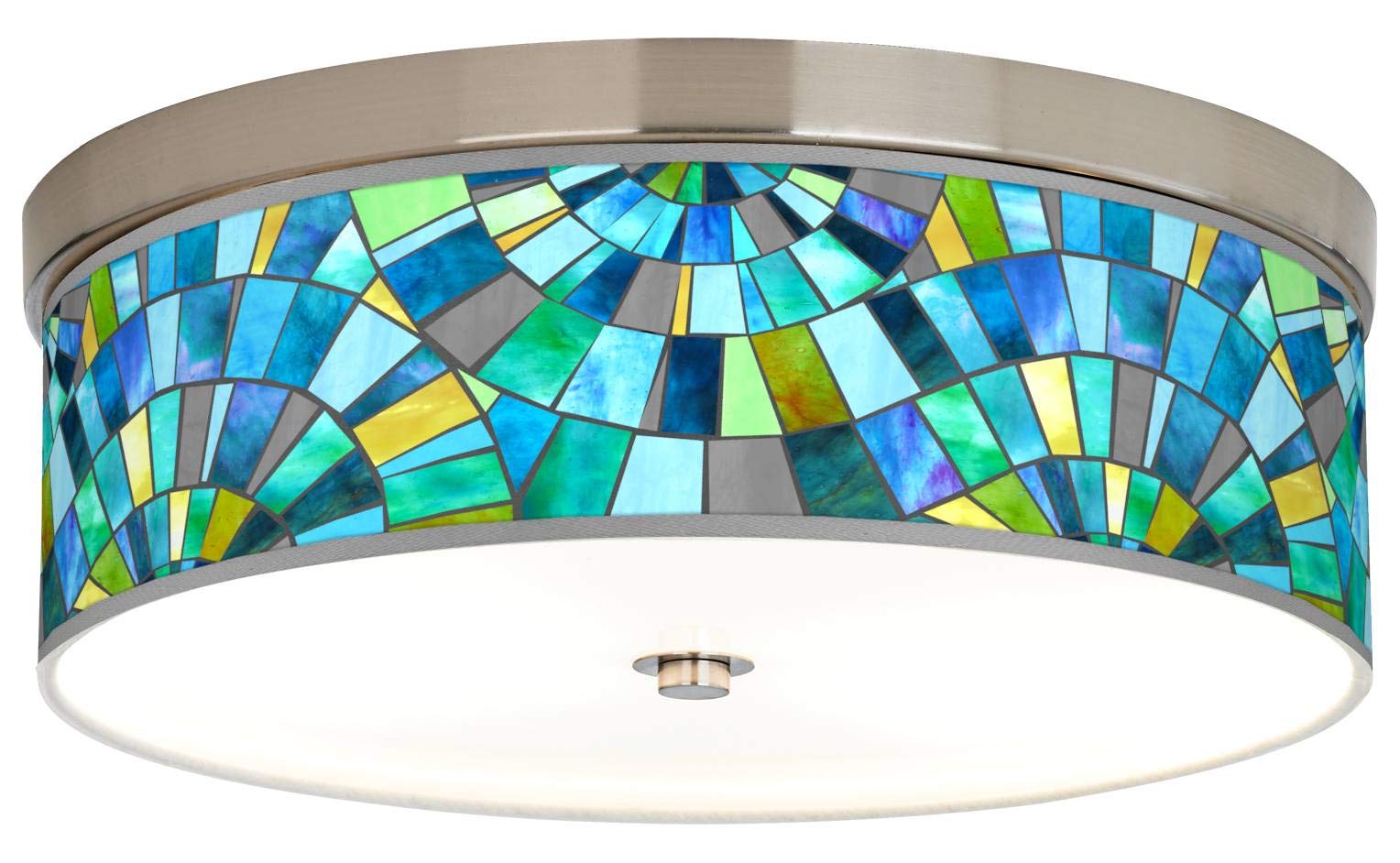 Lagos Mosaic Giclee Energy Efficient LED Ceiling Light with Printed Shade - Perfect for Bedroom, Living Room & Dining Room Lighting