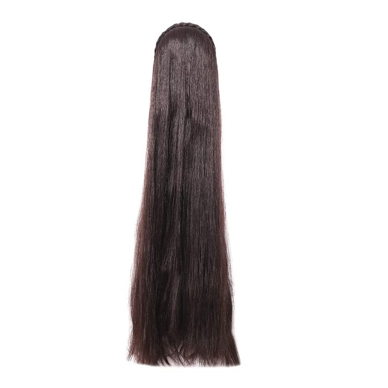 CHANDERKASH 30 Inch Synthetic Hair Extensions - Long Straight Clip-in Hairpiece for Women & Girls (Brown) | Perfect for Cosplay, Daily Styling & Special Occasions