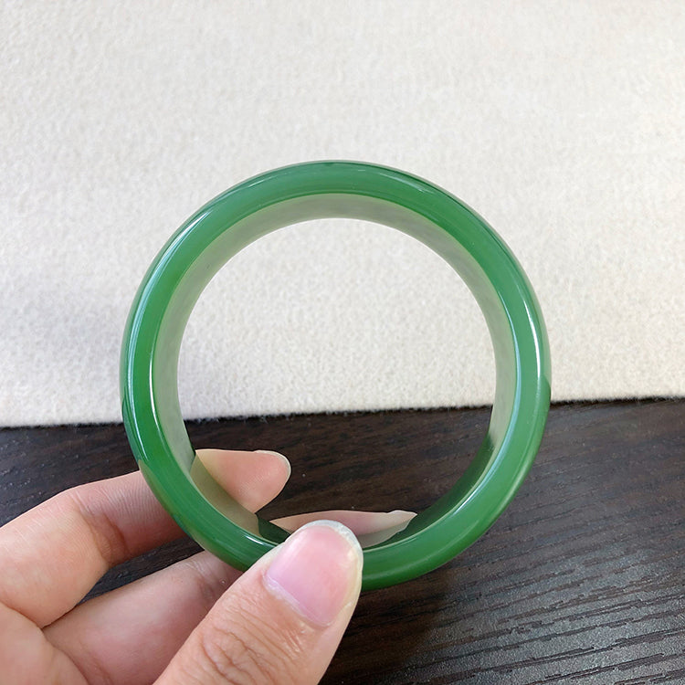 Natural Jade Bangle - Nephrite Jade Bracelet, 59.3mm Inner Diameter, Handcrafted Green Stone Jewelry for Women | Perfect for Meditation, Healing & Fashion Accessories