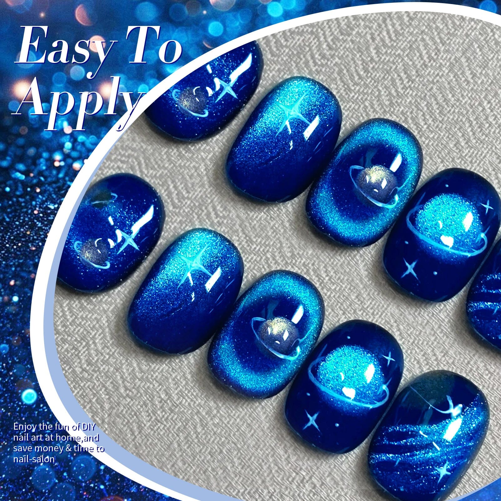Blue Cat Magnetic Gel Polish - MY47 Blue Ore 15ml Nail Art Kit for Salon & Home Manicure - Long Lasting UV/LED Gel Nail Polish with Magnetic Effect